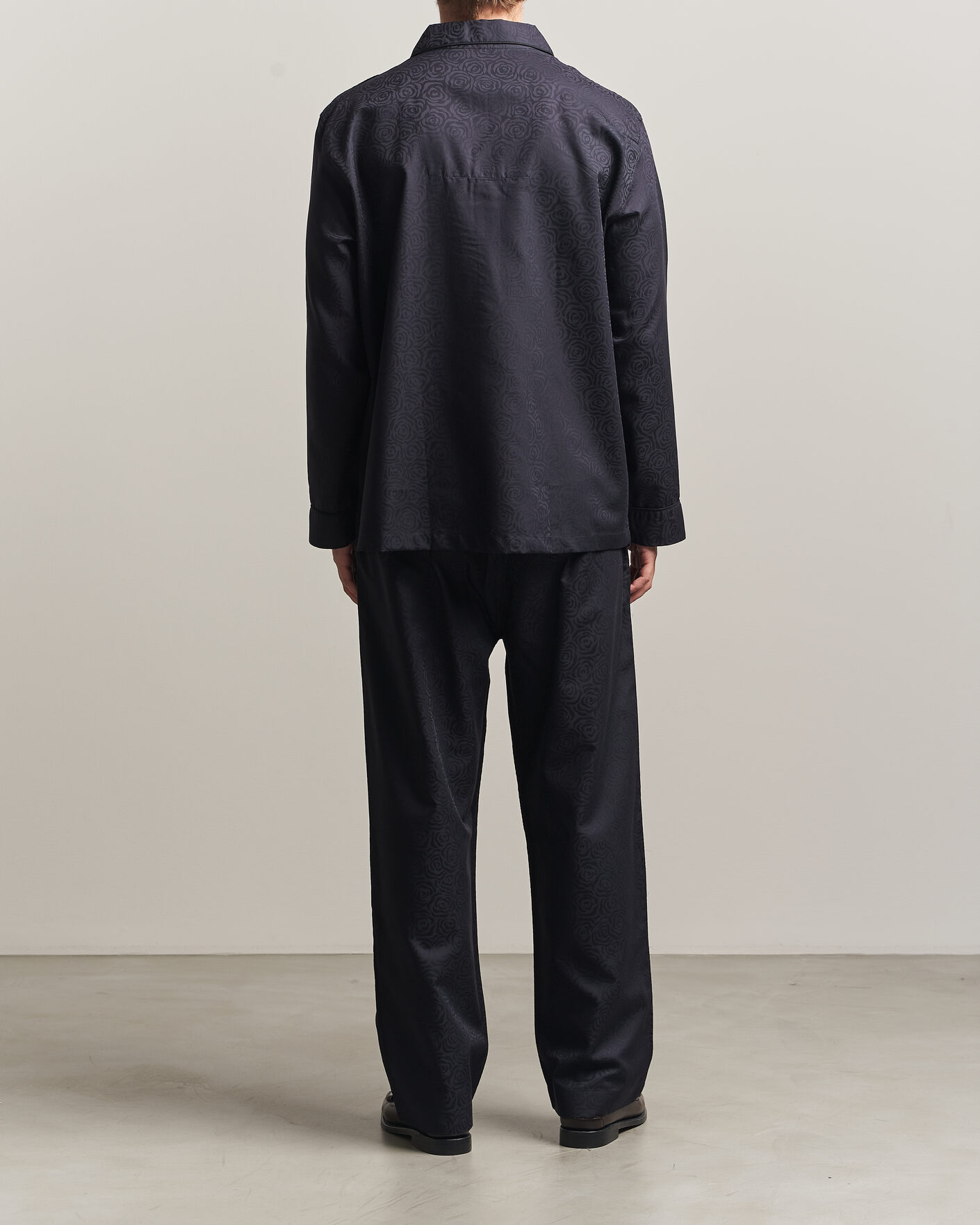 Heren | Pyjama's en gewaden | Derek Rose | Piped Jacquard Cotton Pyjama Set Black