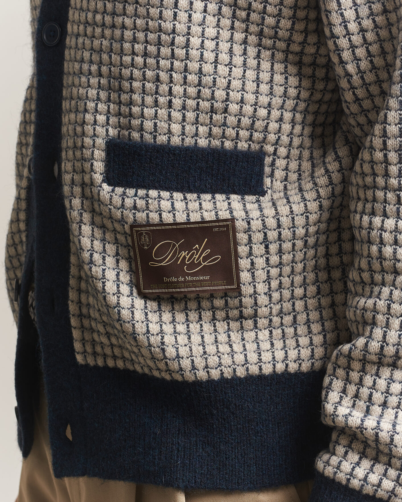 Heren | Truien | Drôle de Monsieur | Waffle Knitted Cardigan Navy
