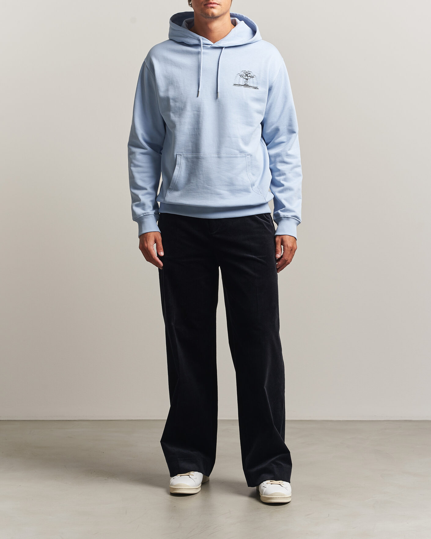 Homme | Pulls Et Tricots | Drôle de Monsieur | Fountain Printed Hoodie Light Blue