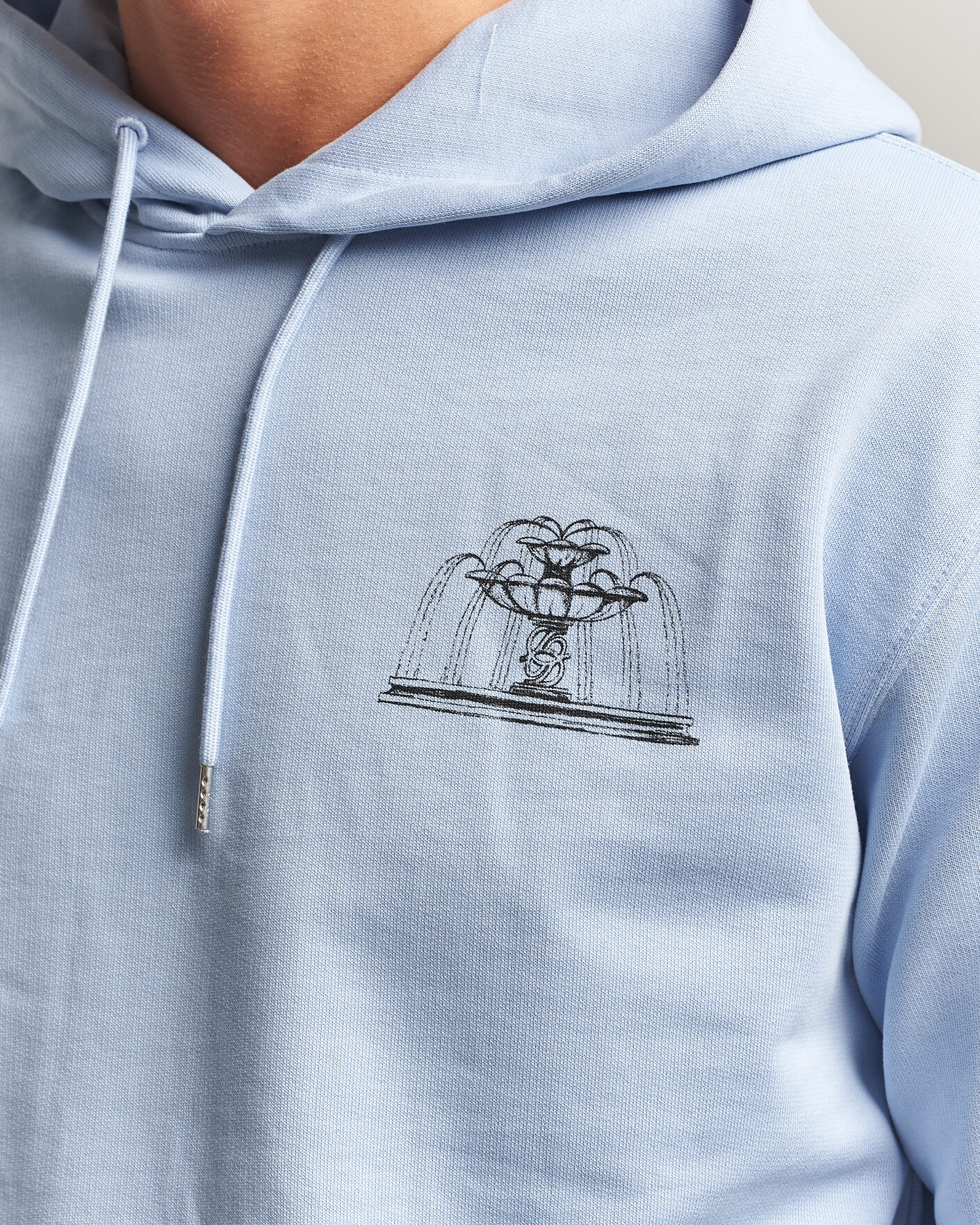 Homme | Pulls Et Tricots | Drôle de Monsieur | Fountain Printed Hoodie Light Blue