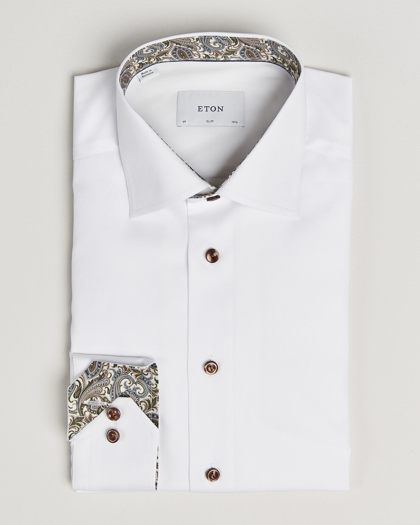 Homme | Chemises | Eton | Slim Fit Signature Twill Contrast Shirt White