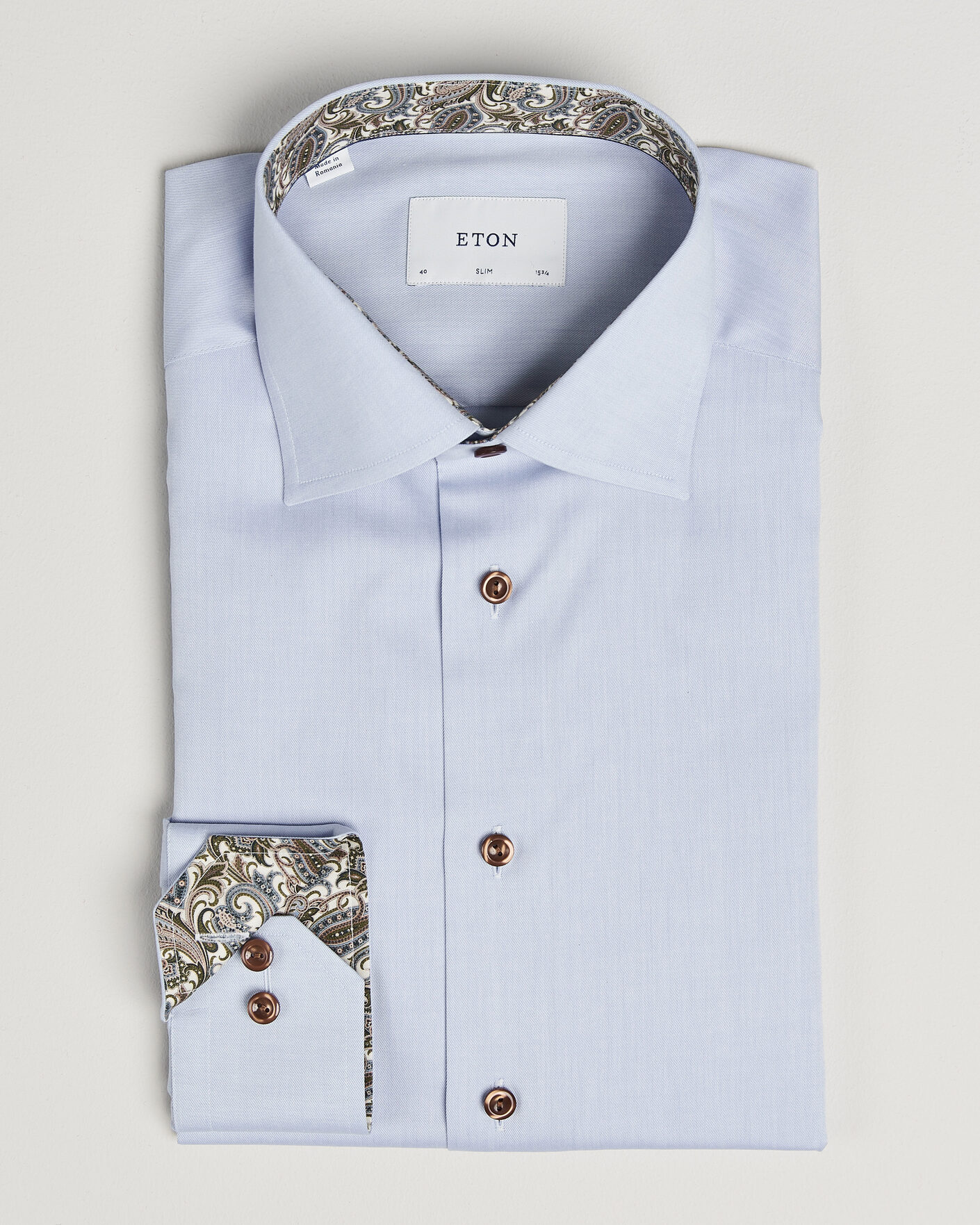 Homme | Chemises | Eton | Slim Fit Signature Twill Contrast Shirt Light Blue