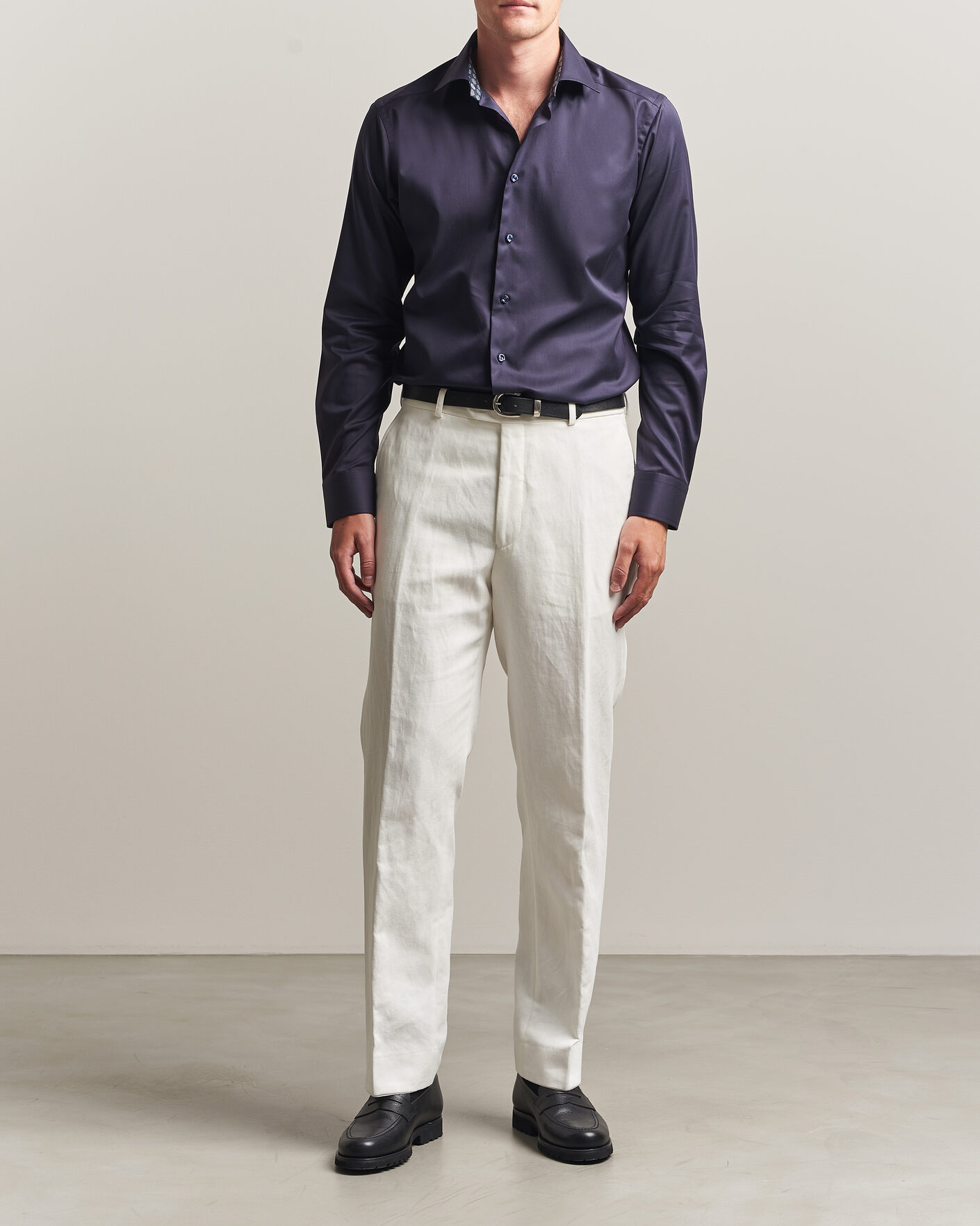 Heren | Overhemden | Eton | Slim Fit Signature Twill Contrast Shirt Navy Blue
