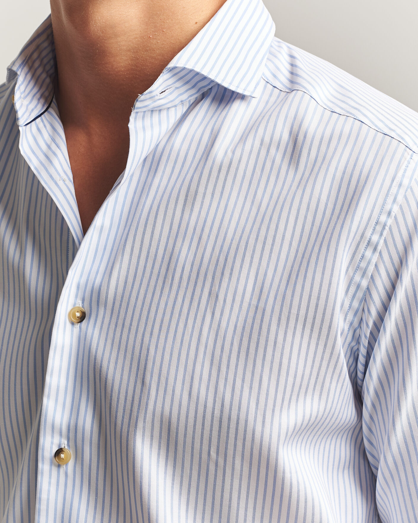 Heren | Overhemden | Eton | Casual Fit Signature Oxford Striped Shirt Light Blue
