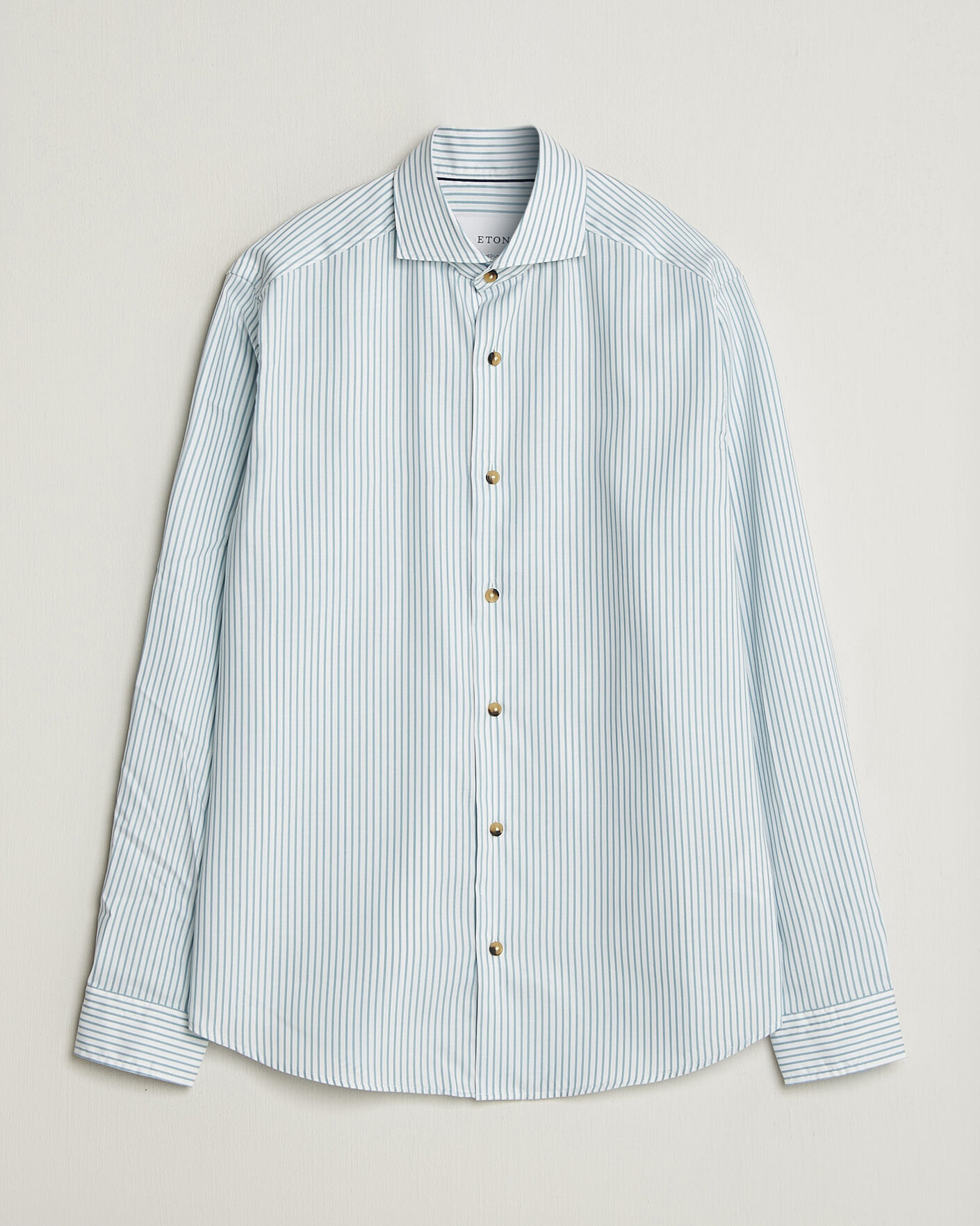 Heren | Overhemden | Eton | Casual Fit Signature Oxford Striped Shirt Mid Blue