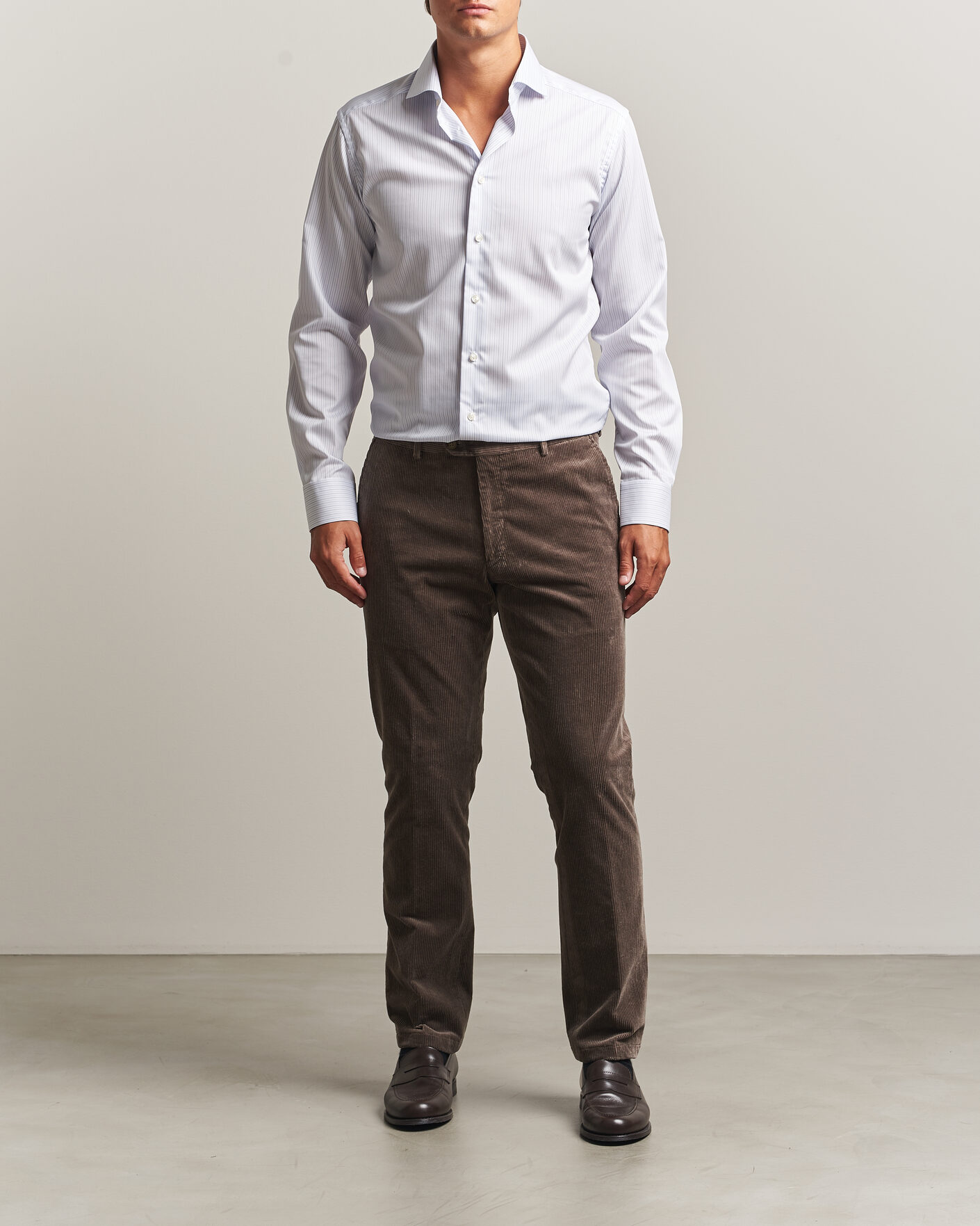 Heren | Overhemden | Eton | Slim Fit Fine Twill Striped Shirt Light Blue