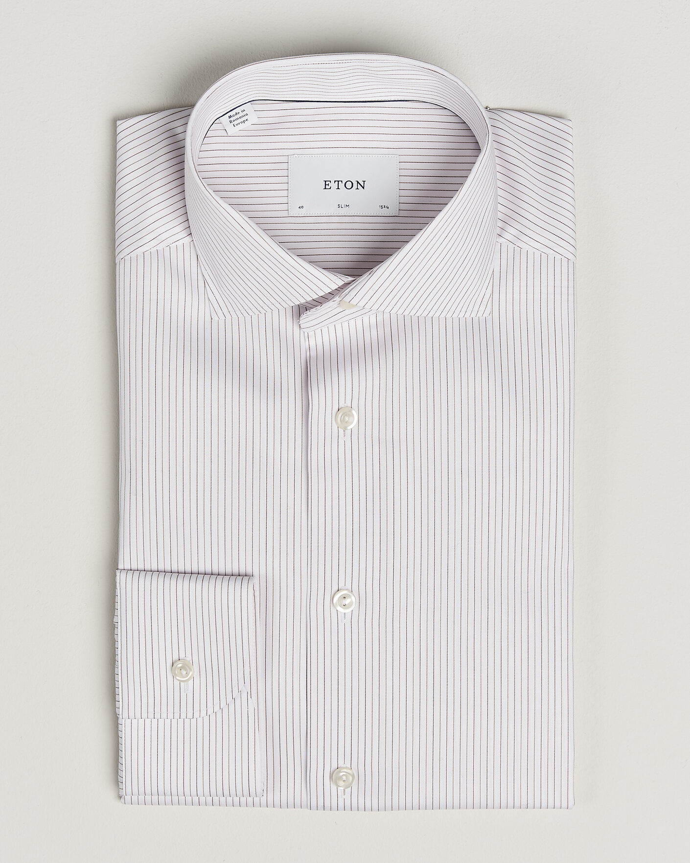 Heren | Overhemden | Eton | Slim Fit Fine Twill Striped Shirt Orange