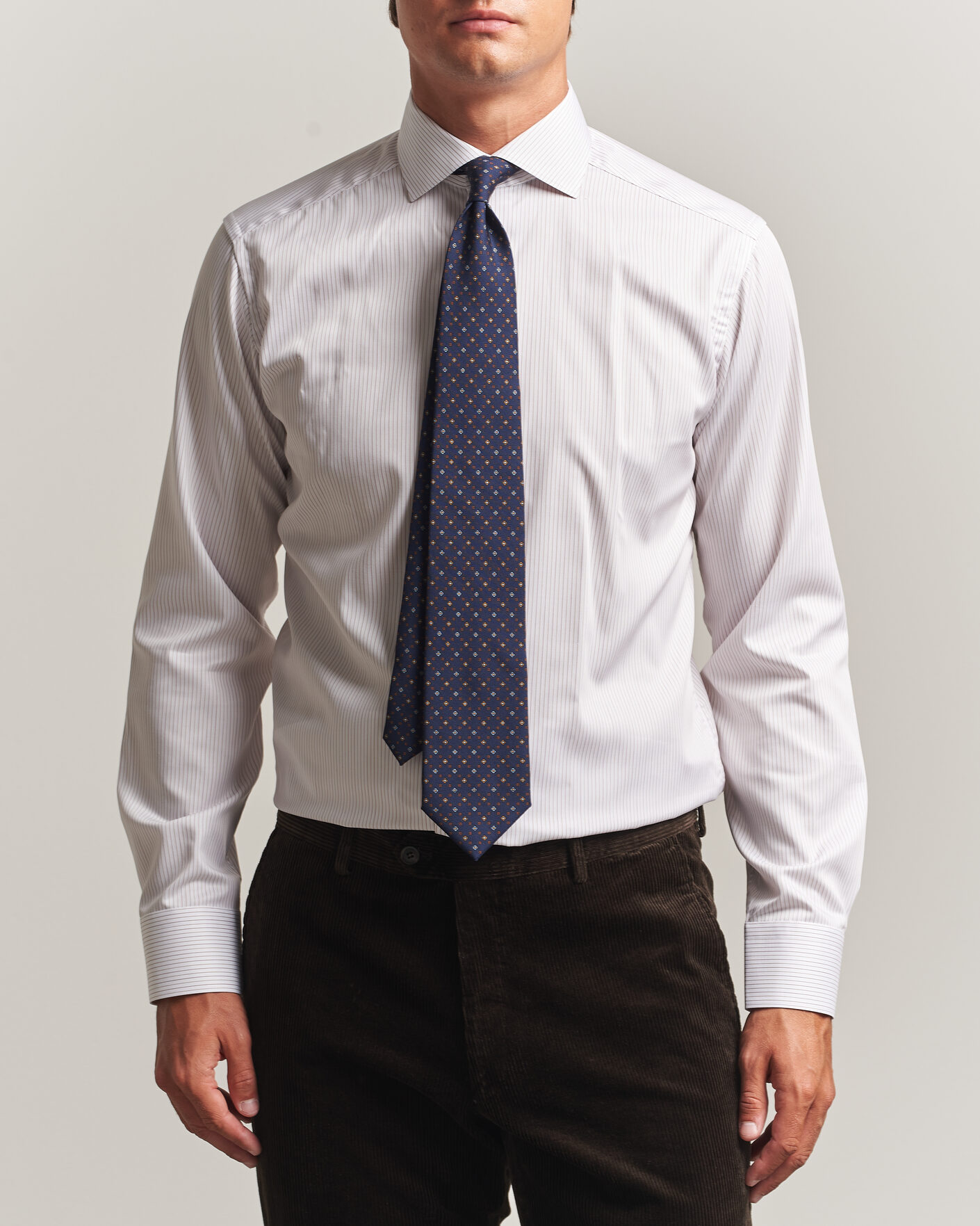 Heren | Overhemden | Eton | Slim Fit Fine Twill Striped Shirt Orange