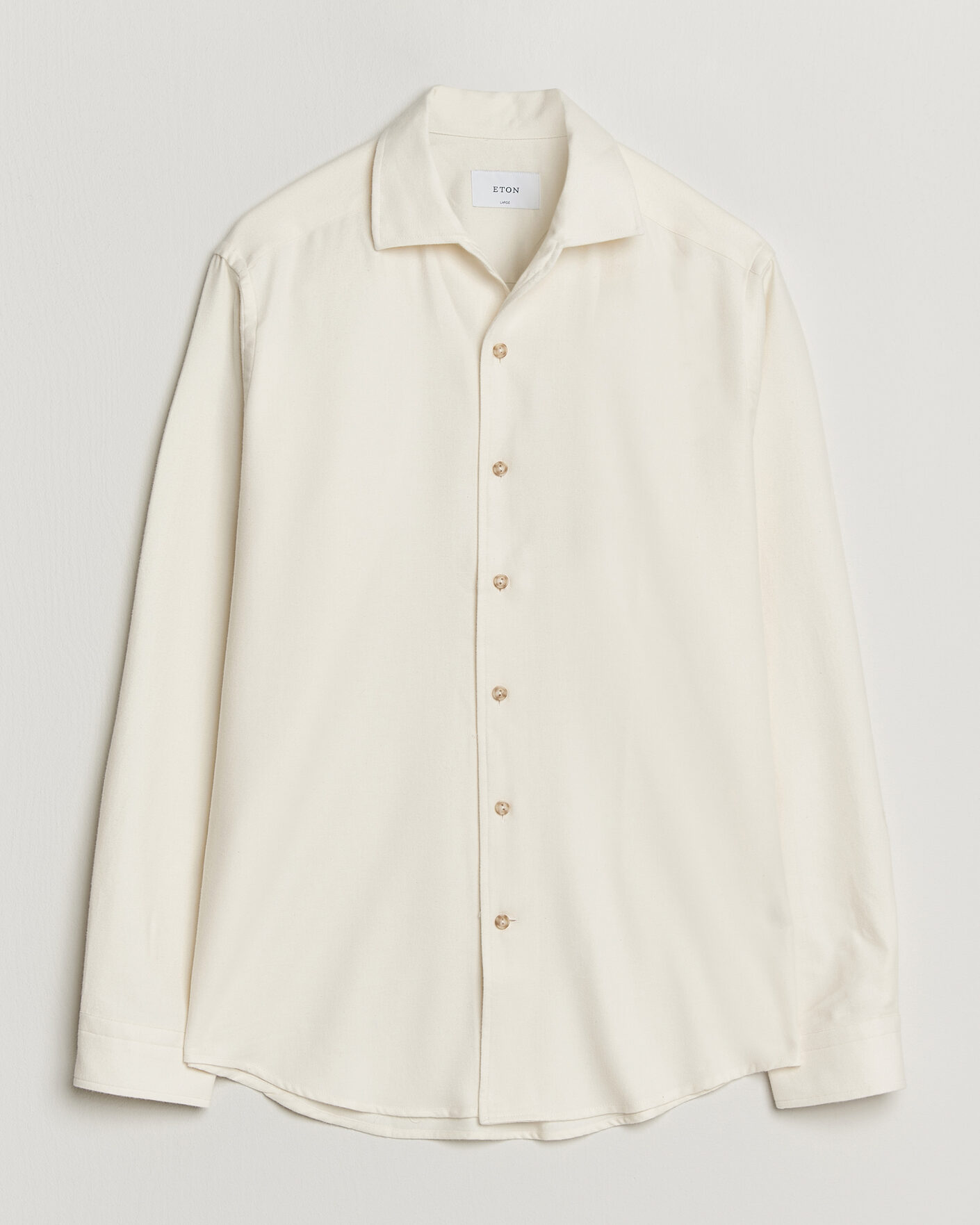 Homme | Chemises | Eton | Casual Fit One Piece Collar Flannel Shirt Off White