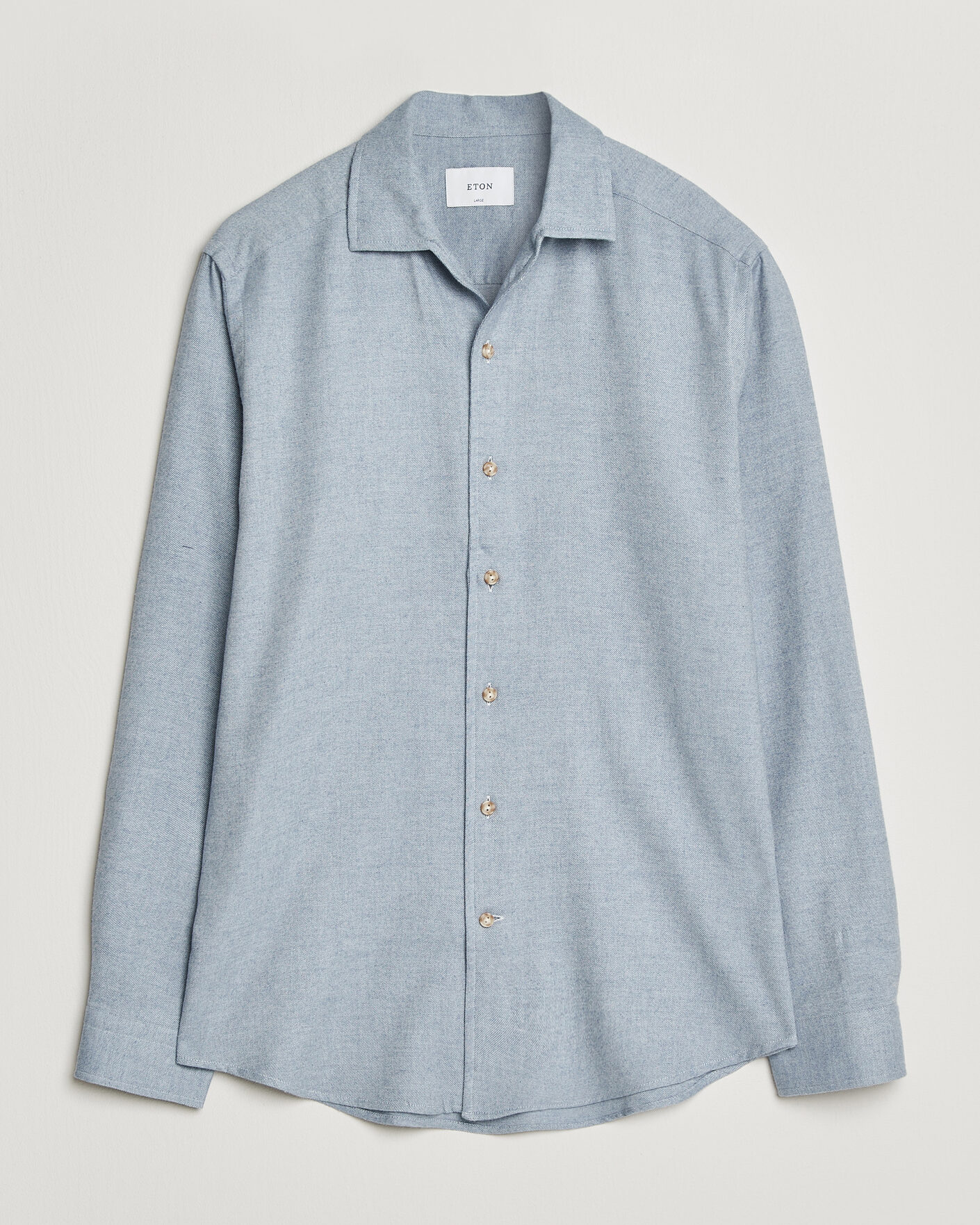 Heren | Overhemden | Eton | Casual Fit One Piece Collar Flannel Shirt Light Blue