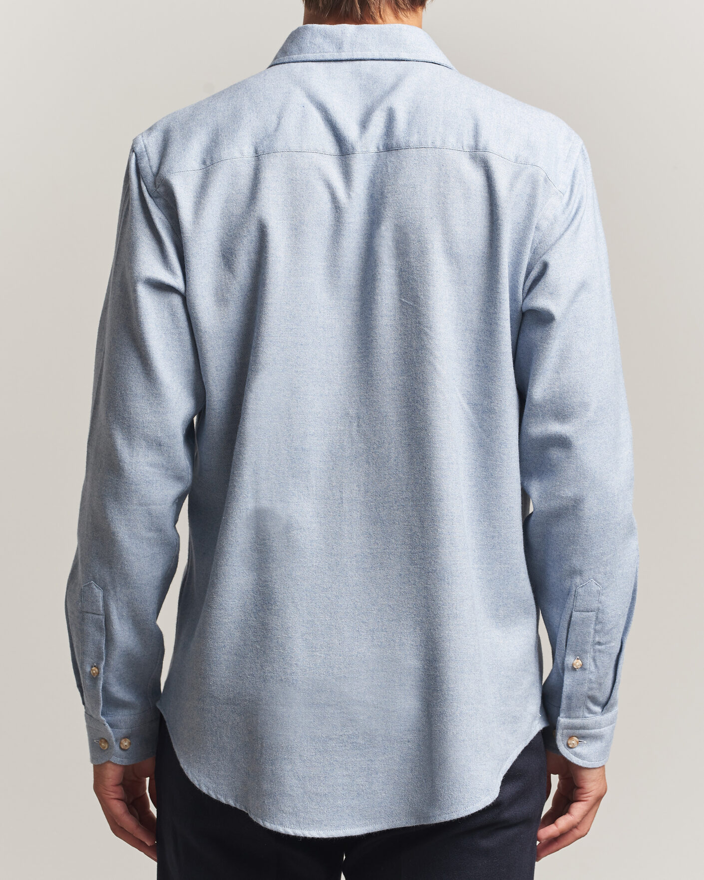 Heren | Overhemden | Eton | Casual Fit One Piece Collar Flannel Shirt Light Blue