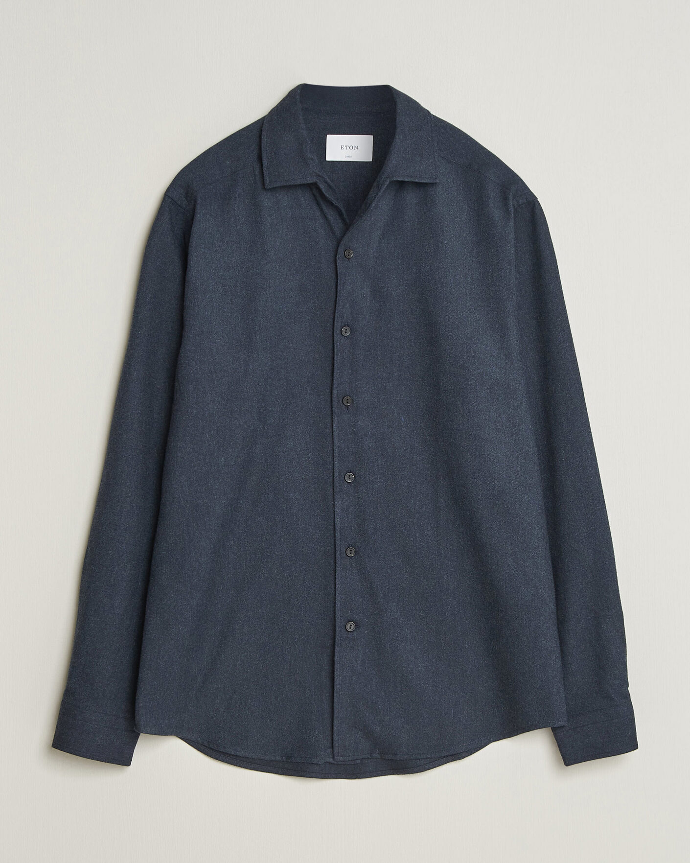 Heren | Overhemden | Eton | Casual Fit One Piece Collar Flannel Shirt Navy Blue