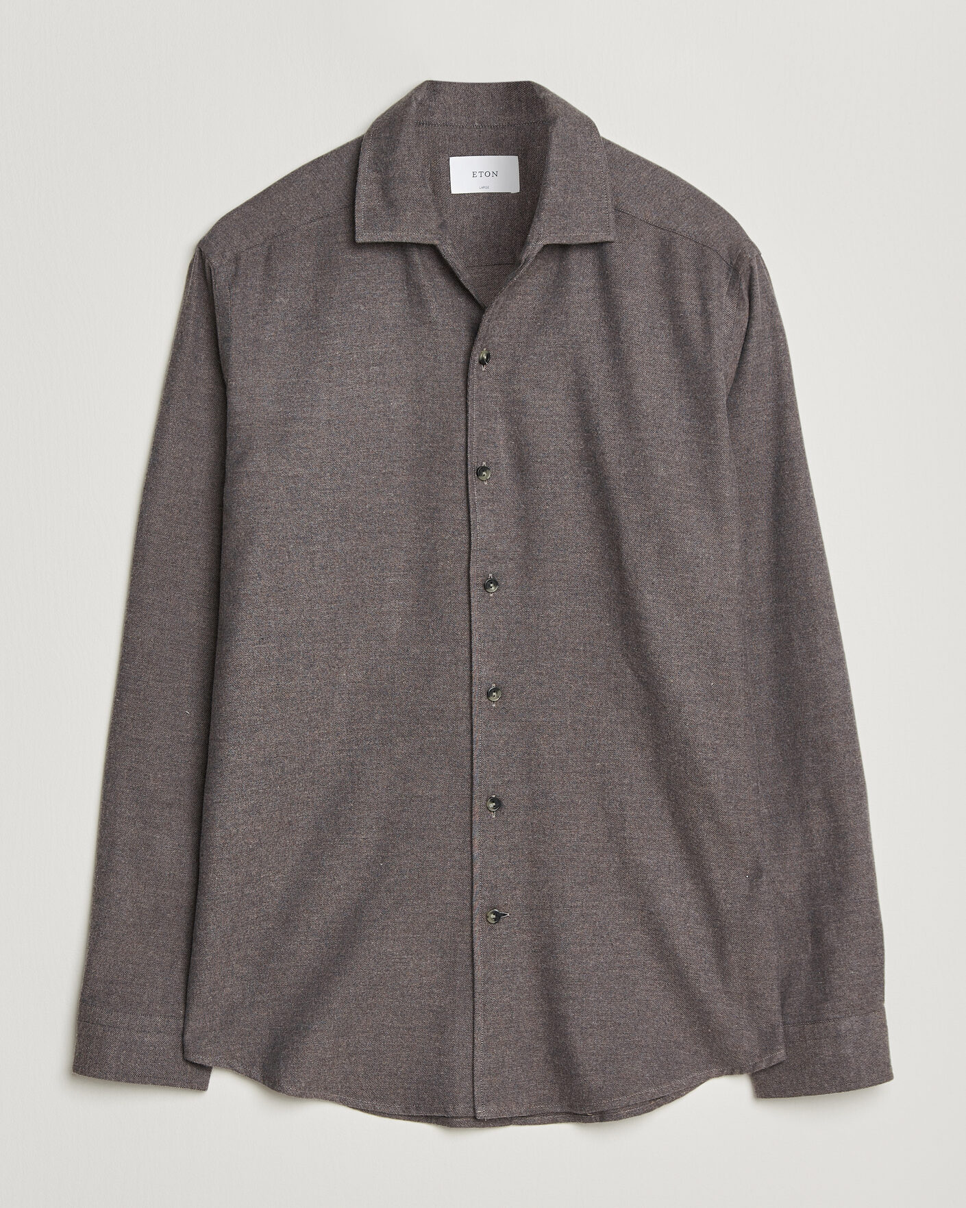Homme | Chemises | Eton | Casual Fit One Piece Collar Flannel Shirt Dark Brown
