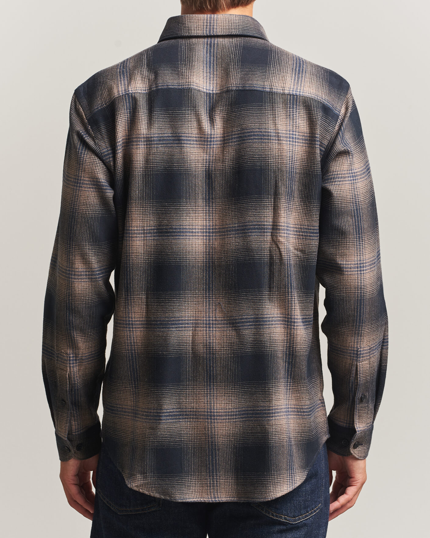Homme | Chemises | Eton | Casual Fit Checked Flannel Shirt Navy Blue