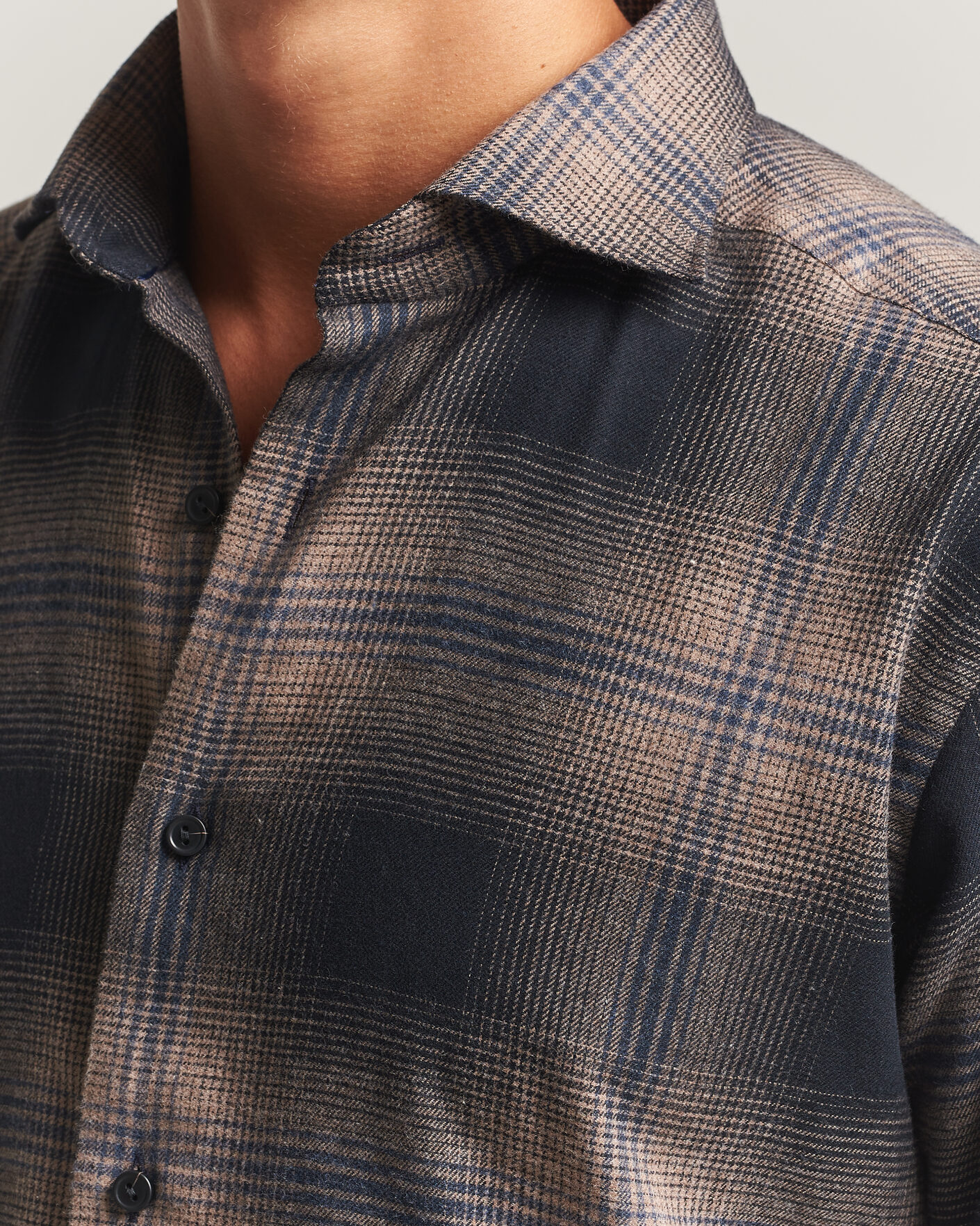 Homme | Chemises | Eton | Casual Fit Checked Flannel Shirt Navy Blue