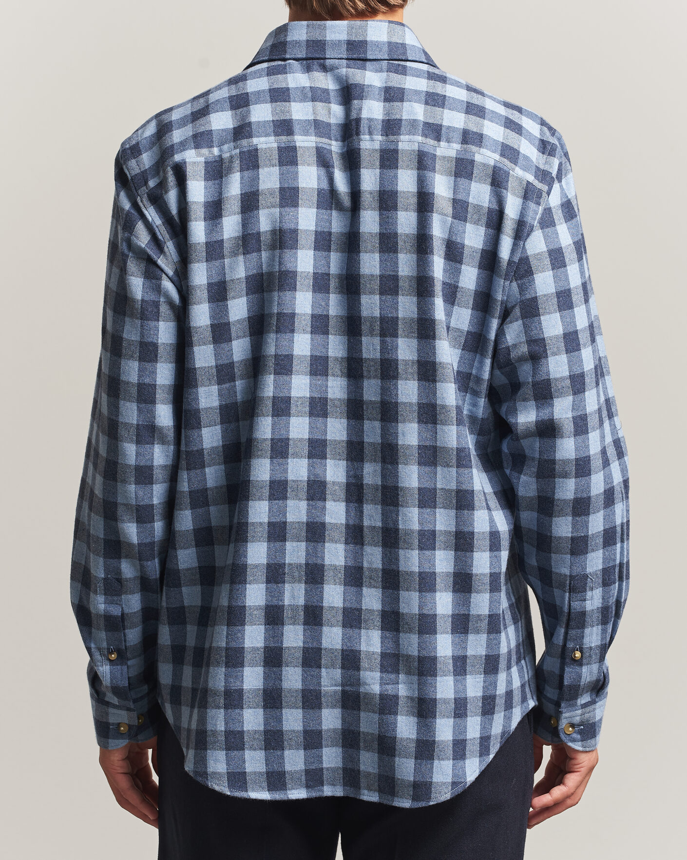 Homme | Chemises | Eton | Casual Fit Checked Flannel Shirt Mid Blue