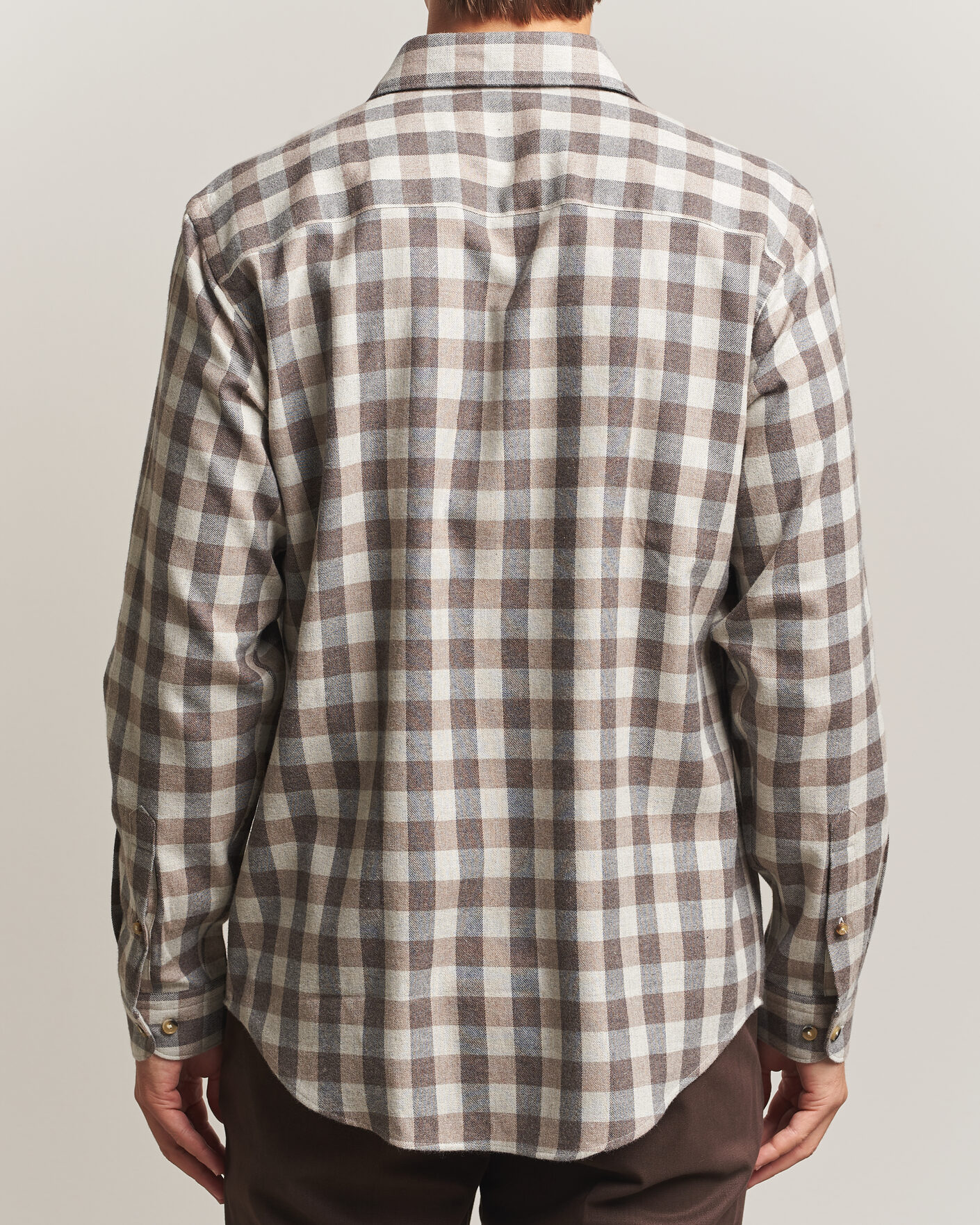 Heren | Overhemden | Eton | Casual Fit Checked Flannel Shirt Beige