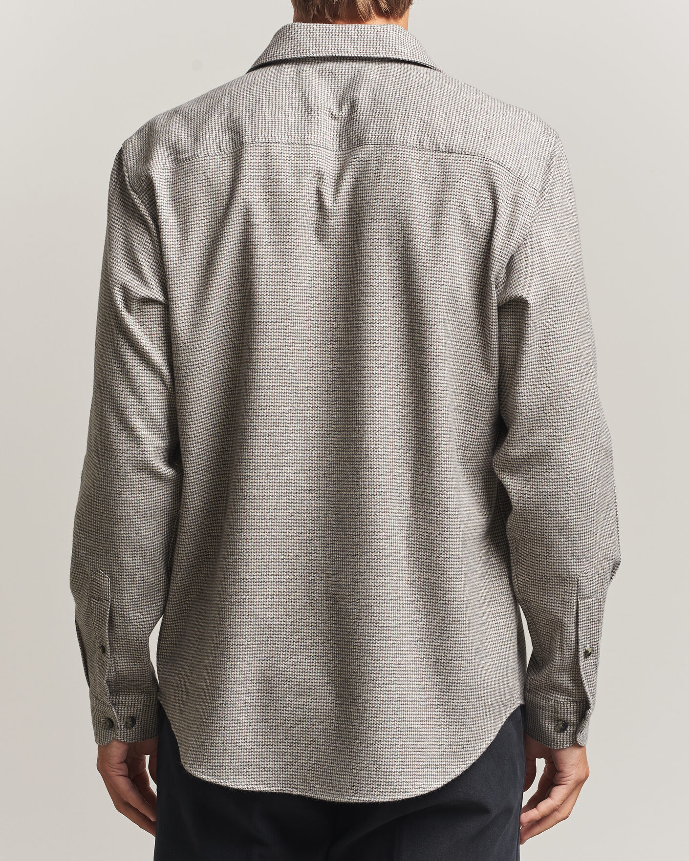 Heren | Overhemden | Eton | Casual Fit Houndstooth Flannel Shirt Mid Grey