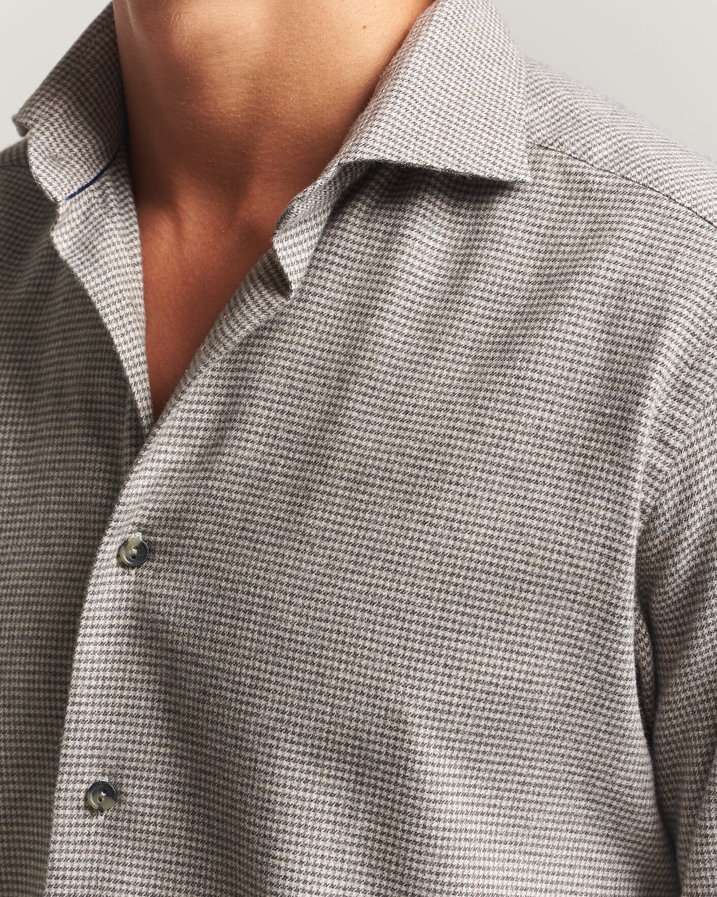 Heren | Overhemden | Eton | Casual Fit Houndstooth Flannel Shirt Mid Grey