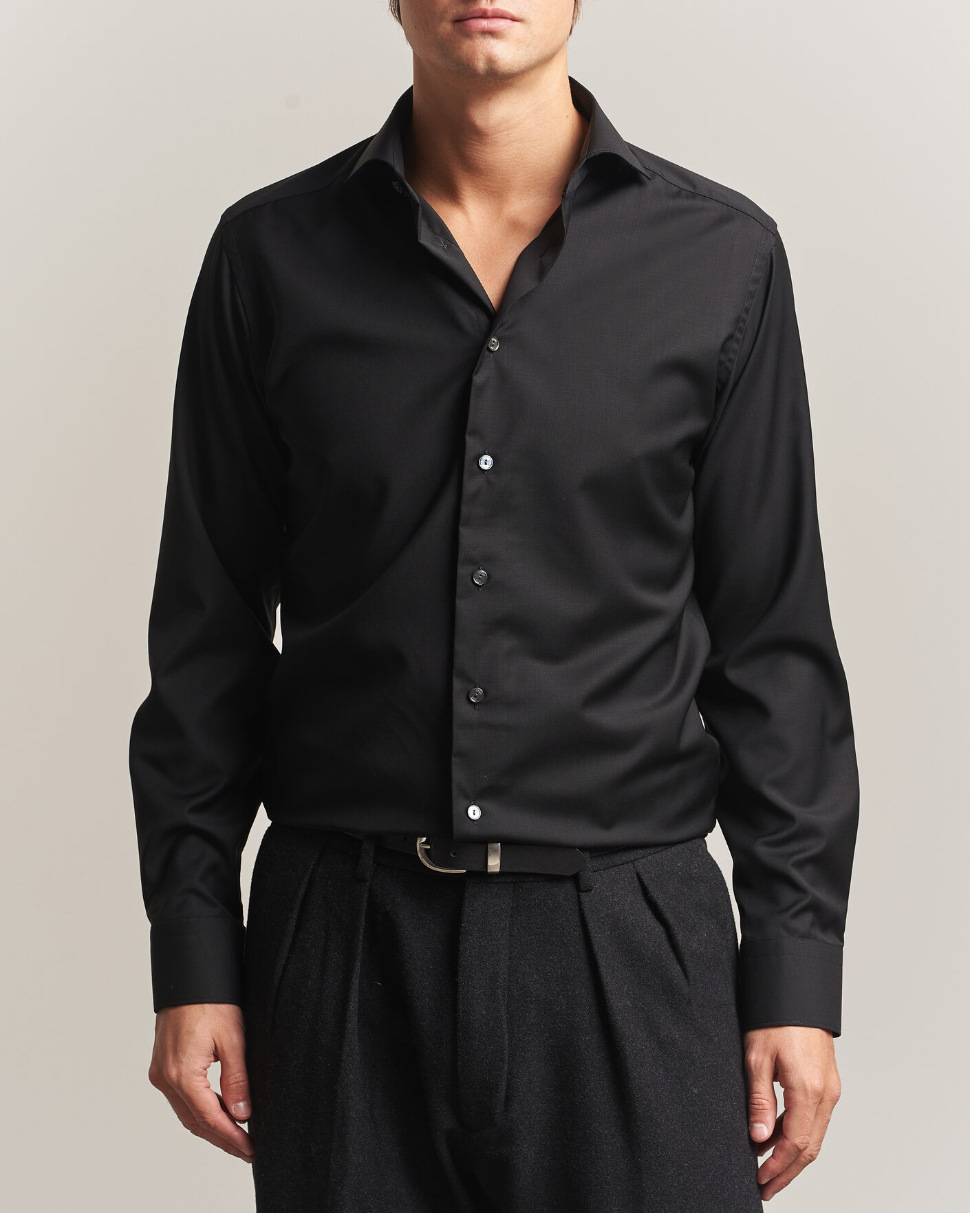 Homme | Chemises | Eton | Slim Fit Merino Shirt Black