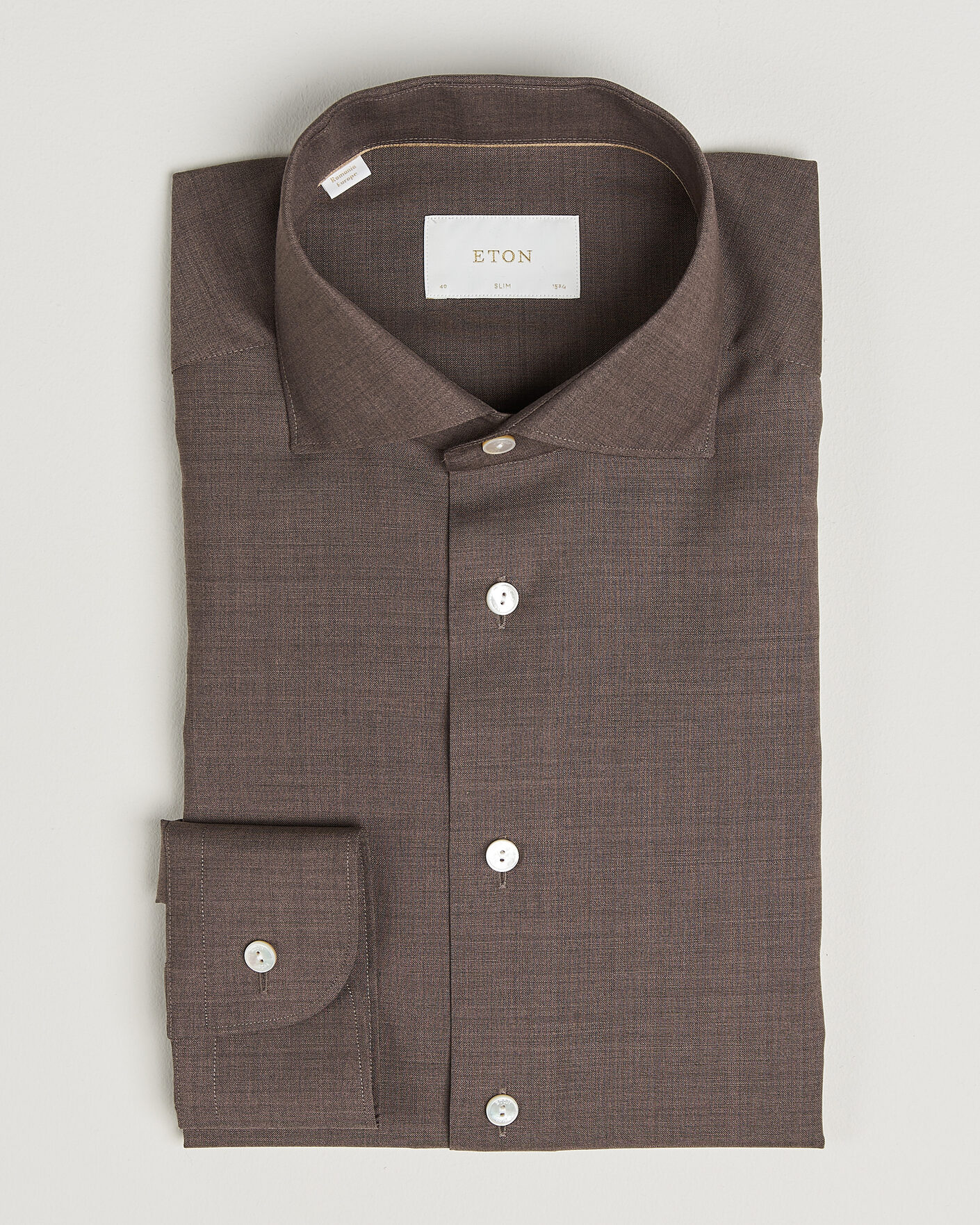 Homme | Chemises | Eton | Slim Fit Merino Shirt Brown