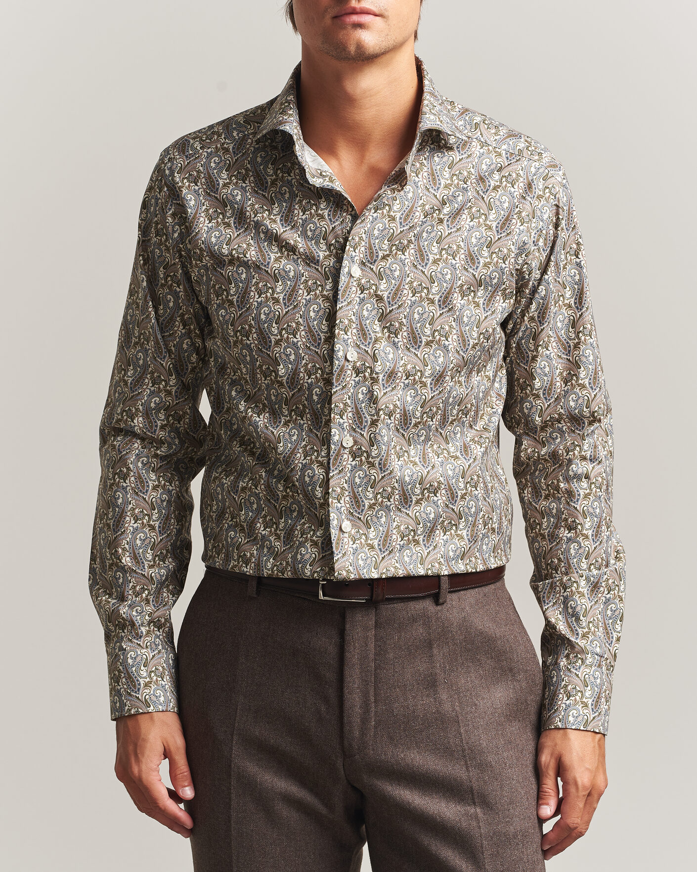 Homme | Chemises | Eton | Slim Fit Signature Twill Printed Shirt Green Multi