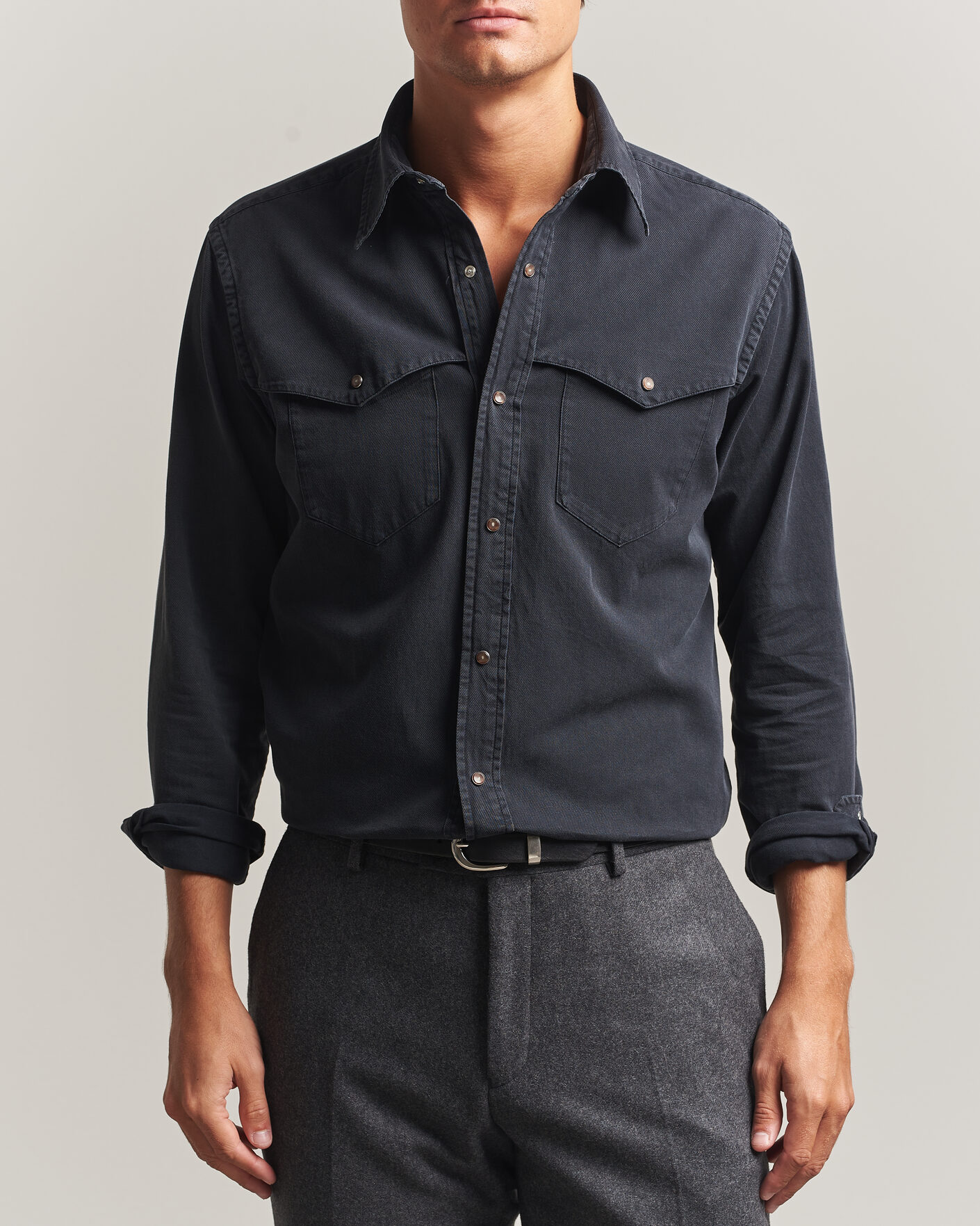 Heren | Overhemden | Eton | Indigo Western Shirt Black