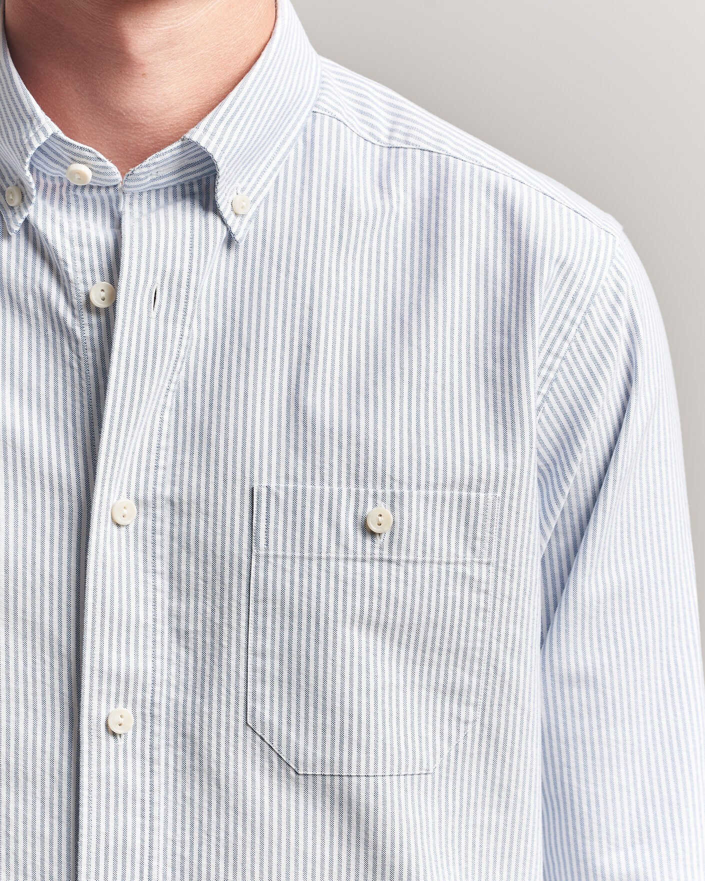 Homme | Chemises | Eton | Regular Fit Ivy Oxford Striped Shirt Mid Blue