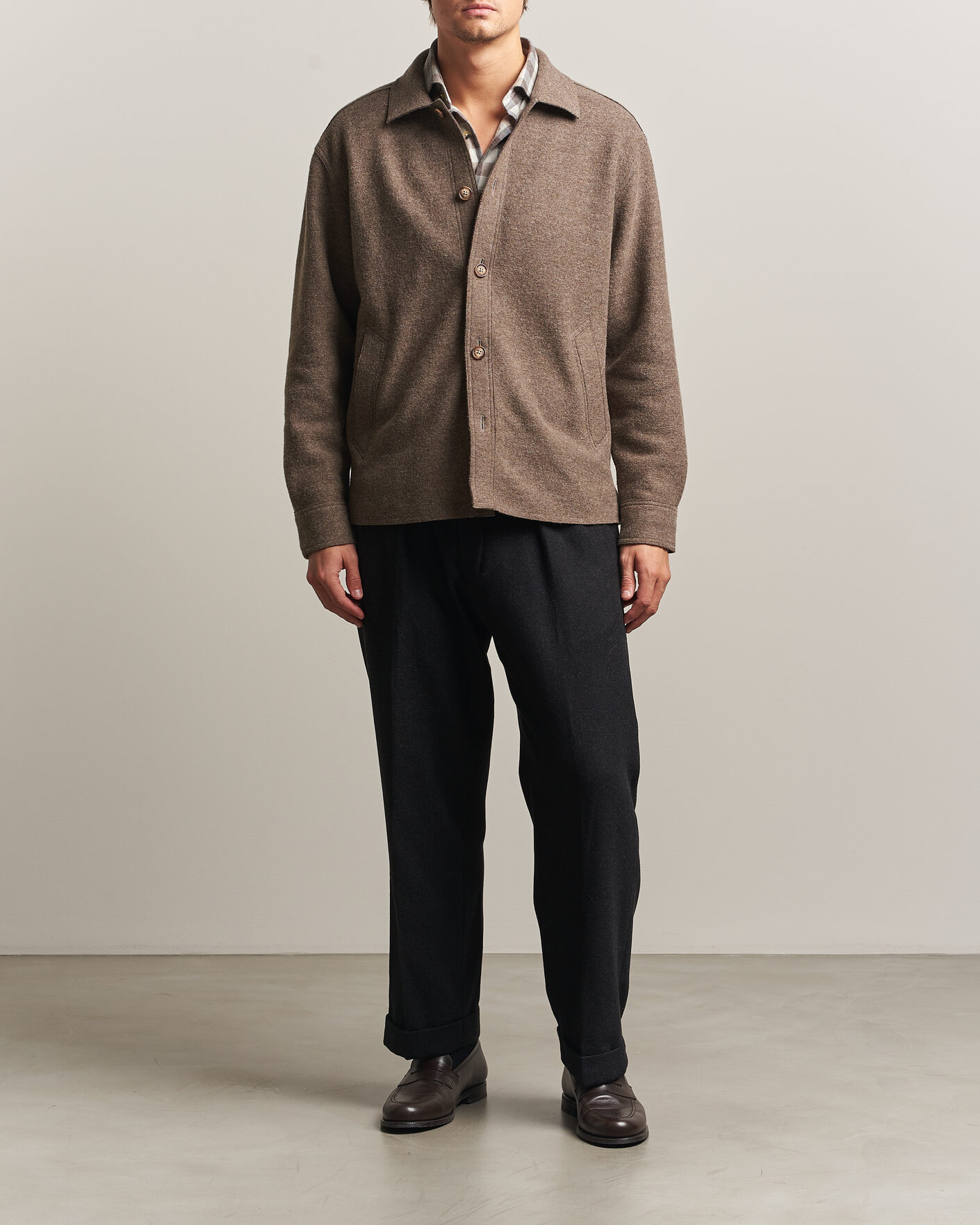 Heren | Jassen | Eton | Boiled Wool Shirt Jacket Brown