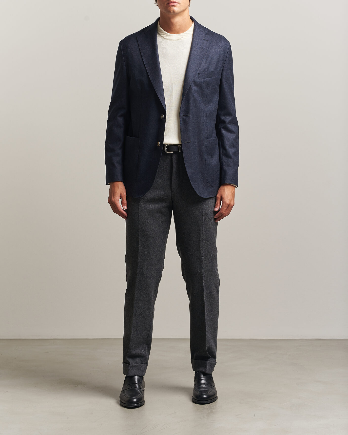 Homme | Blazers | Eton | Wool Flannel Soft Jacket Navy Blue
