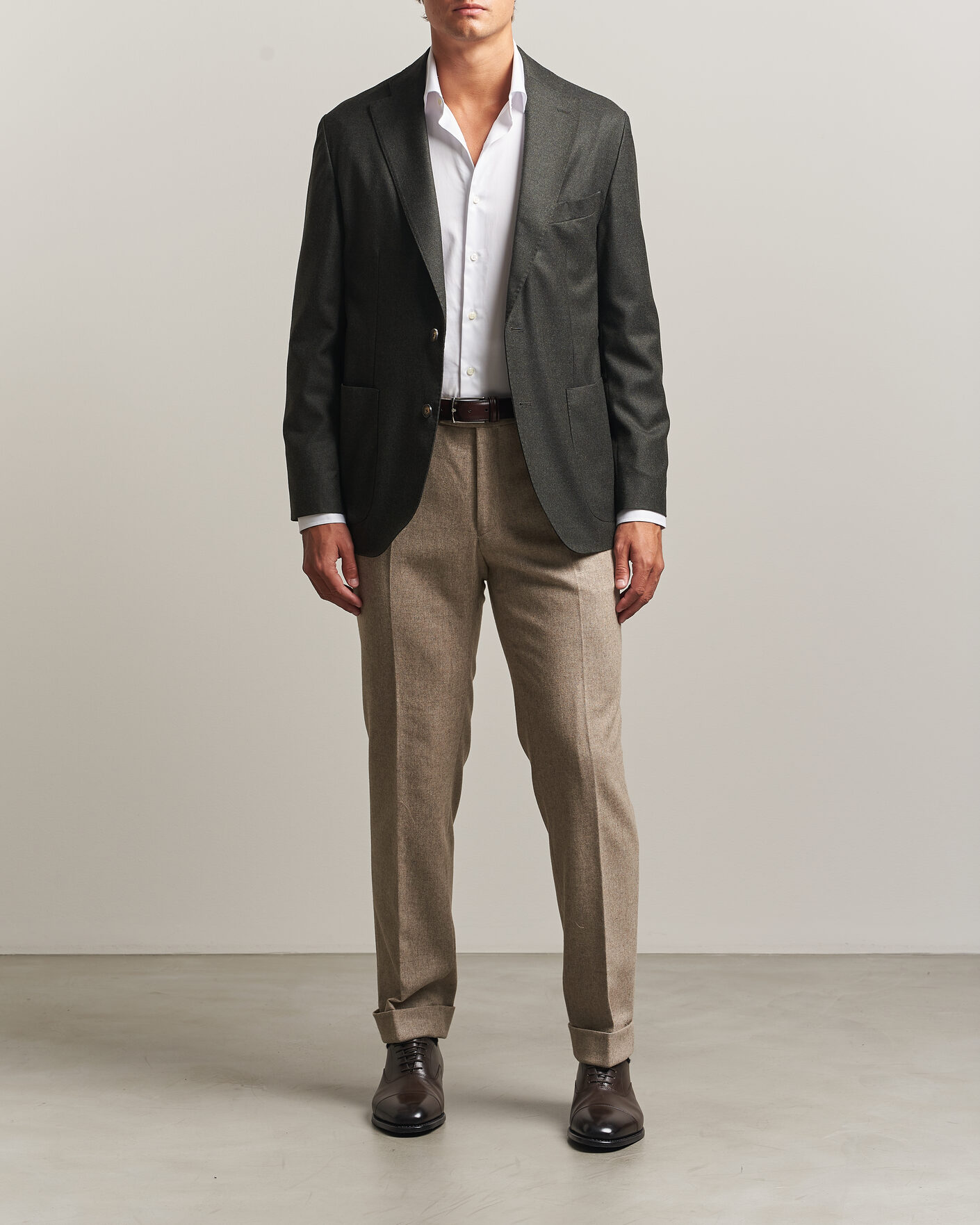 Heren | Blazers | Eton | Wool Flannel Soft Jacket Dark Green