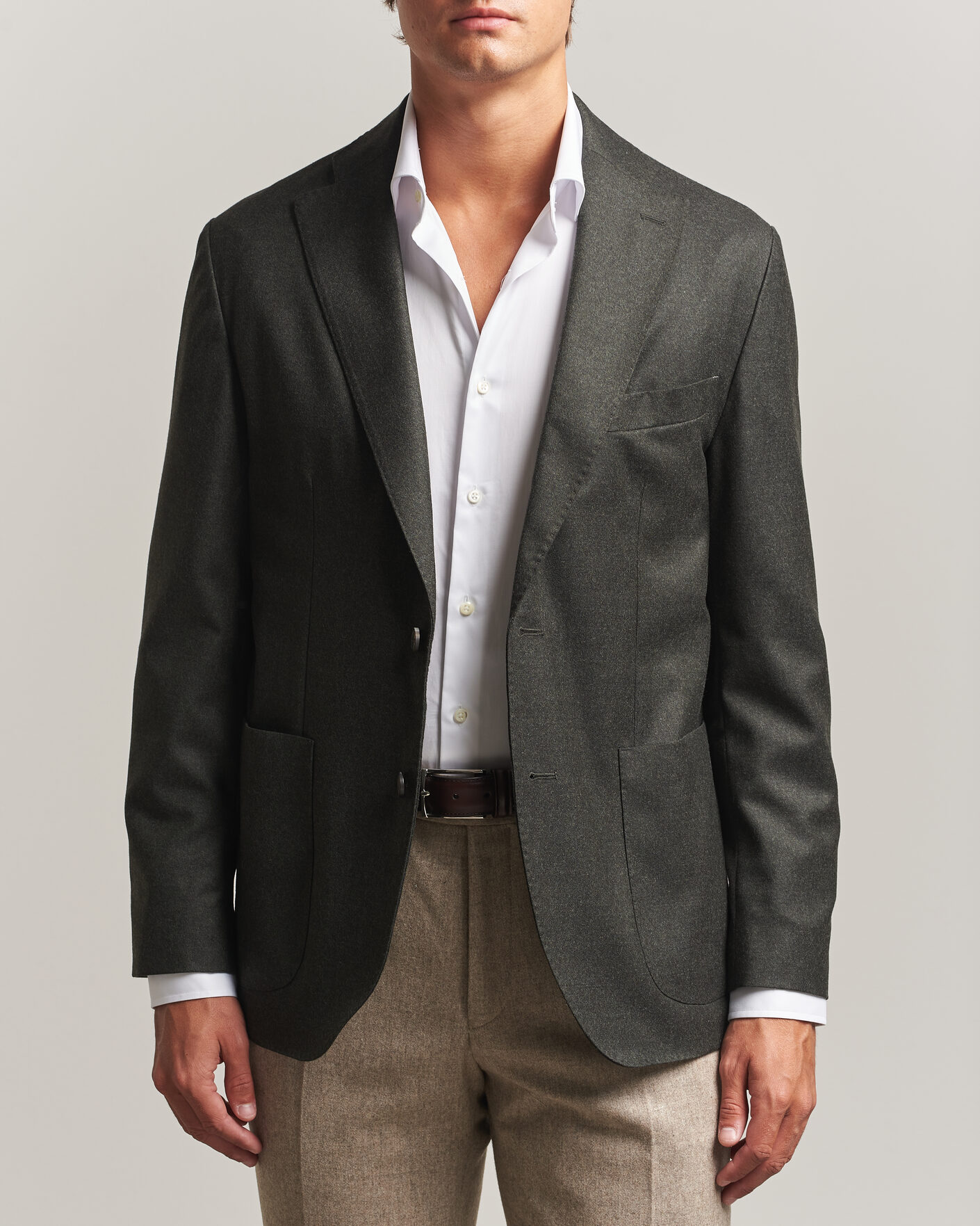 Heren | Blazers | Eton | Wool Flannel Soft Jacket Dark Green