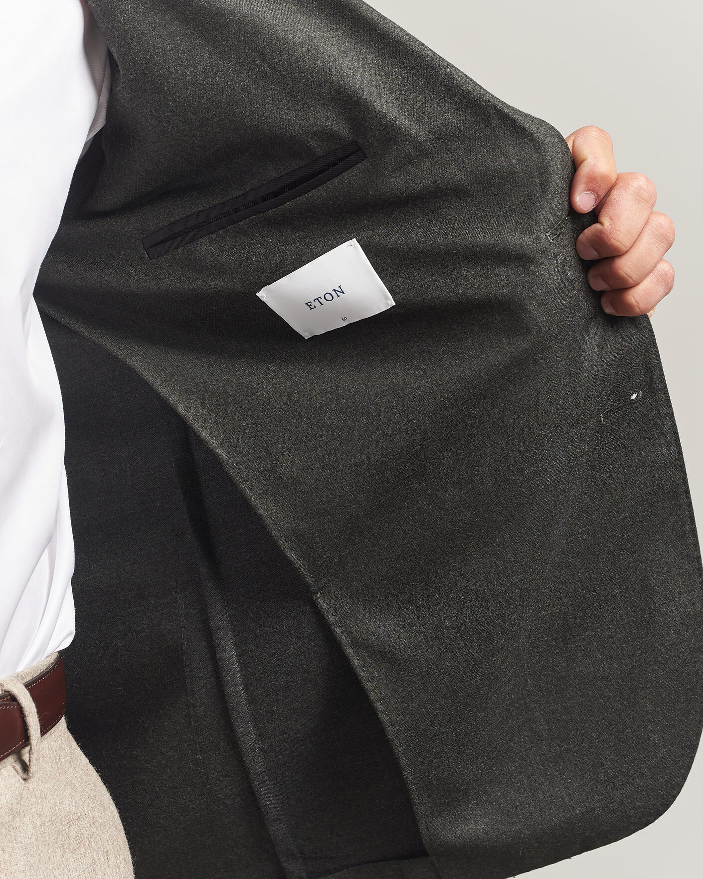 Heren | Blazers | Eton | Wool Flannel Soft Jacket Dark Green