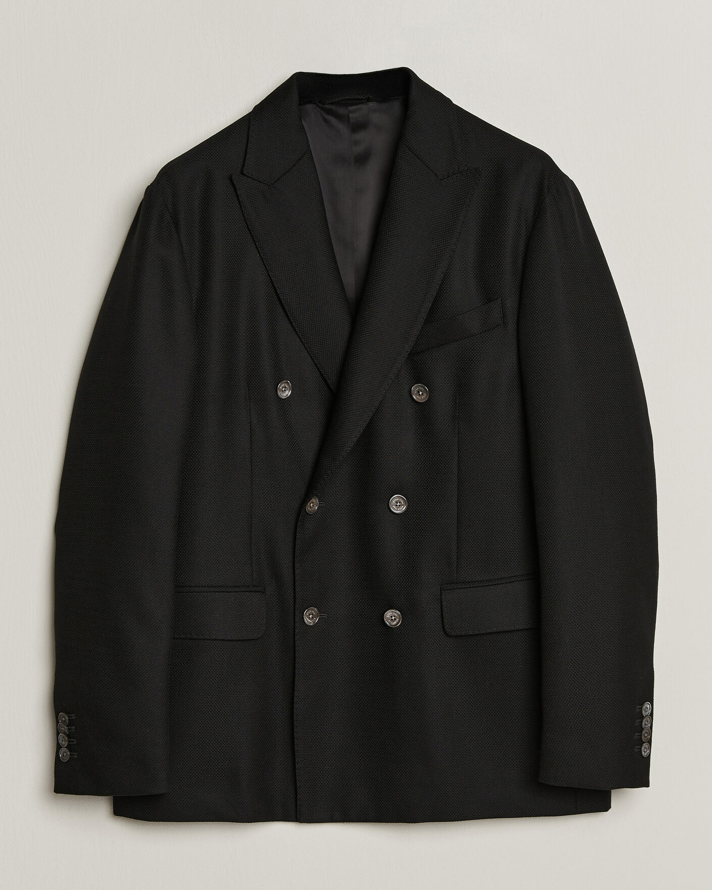 Homme | Blazers | Eton | Double Breasted Hopsack Soft jacket Black