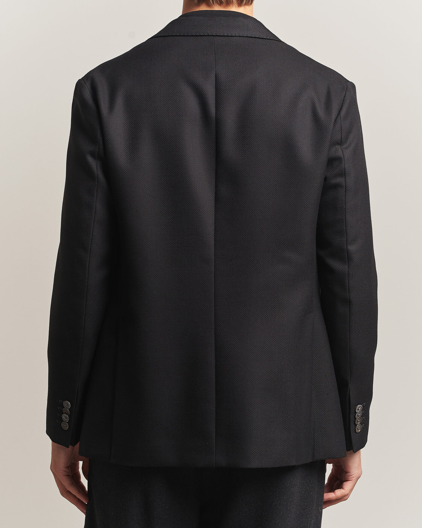 Homme | Blazers | Eton | Double Breasted Hopsack Soft jacket Black