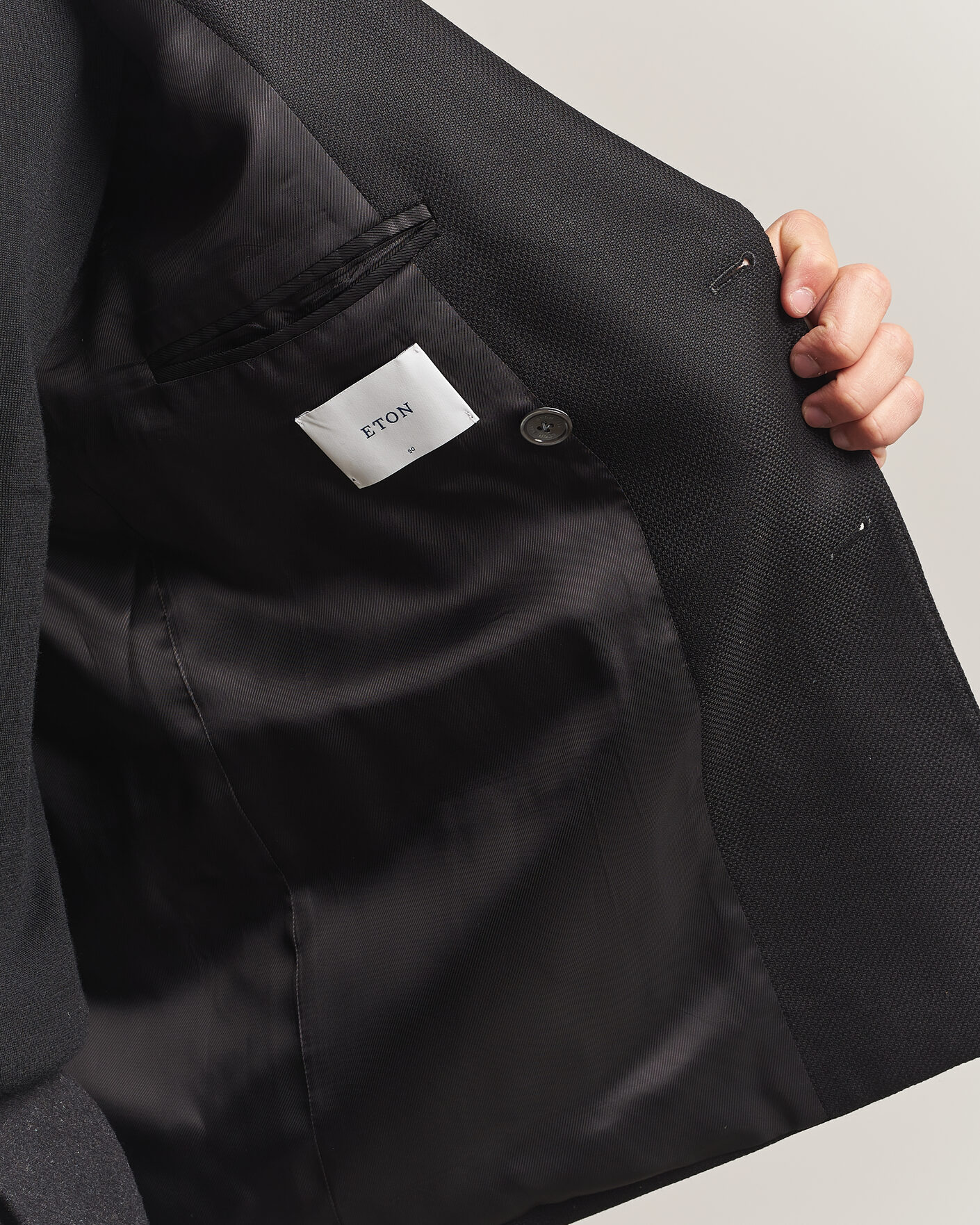 Homme | Blazers | Eton | Double Breasted Hopsack Soft jacket Black