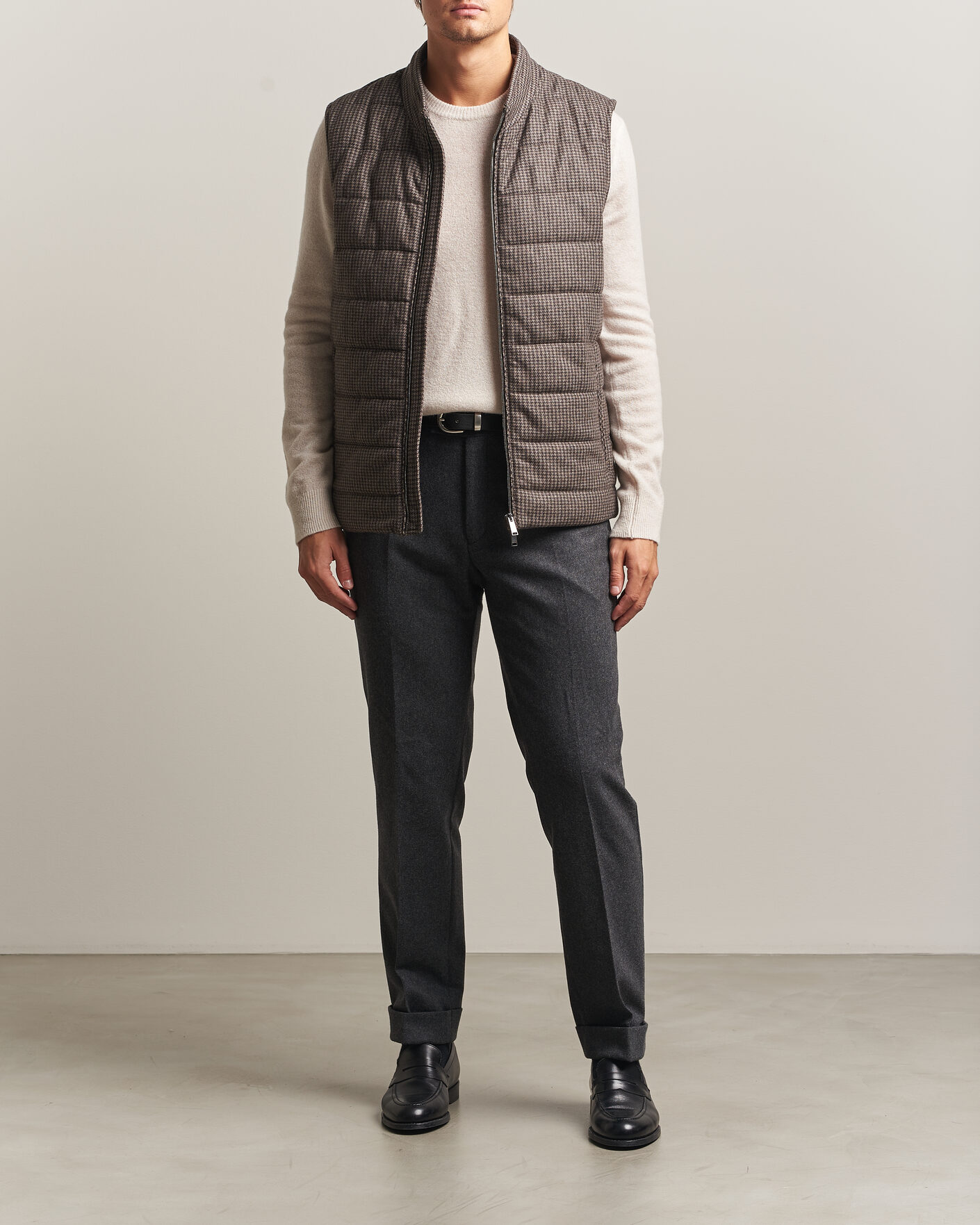 Homme | Gilets | Eton | Wool/Cashmere Padded Vest Brown