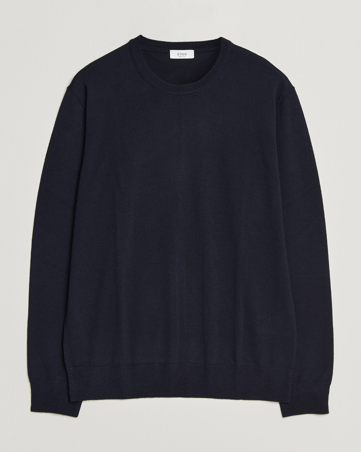 Heren | Truien | Eton | Merino Wool Knitted Crew Neck Navy Blue
