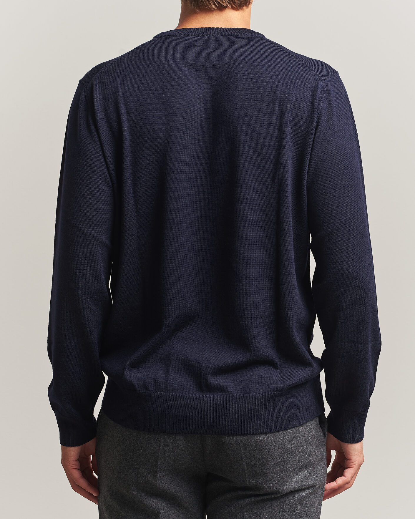 Heren | Truien | Eton | Merino Wool Knitted Crew Neck Navy Blue