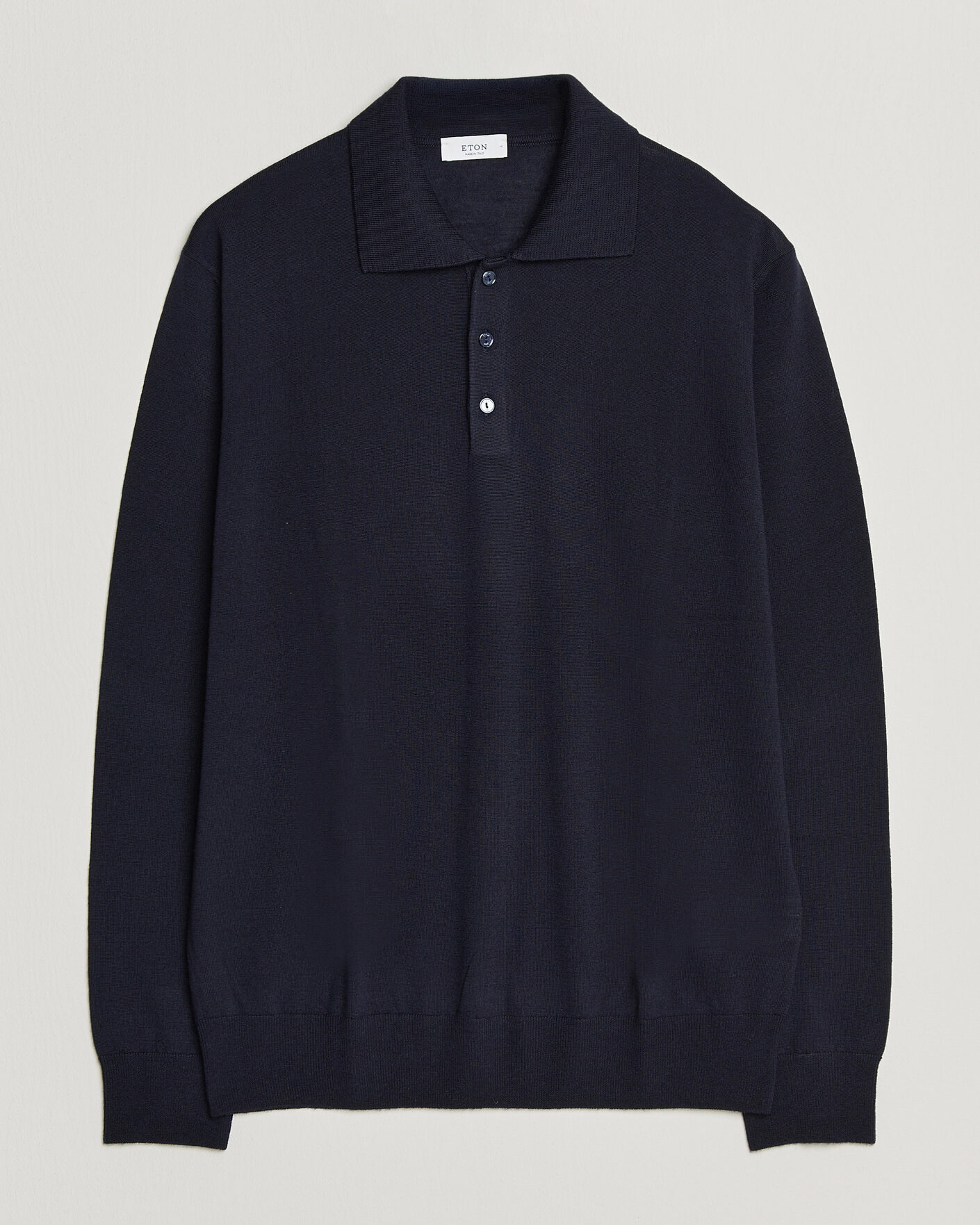 Heren | Truien | Eton | Merino Wool Knitted Polo Navy Blue