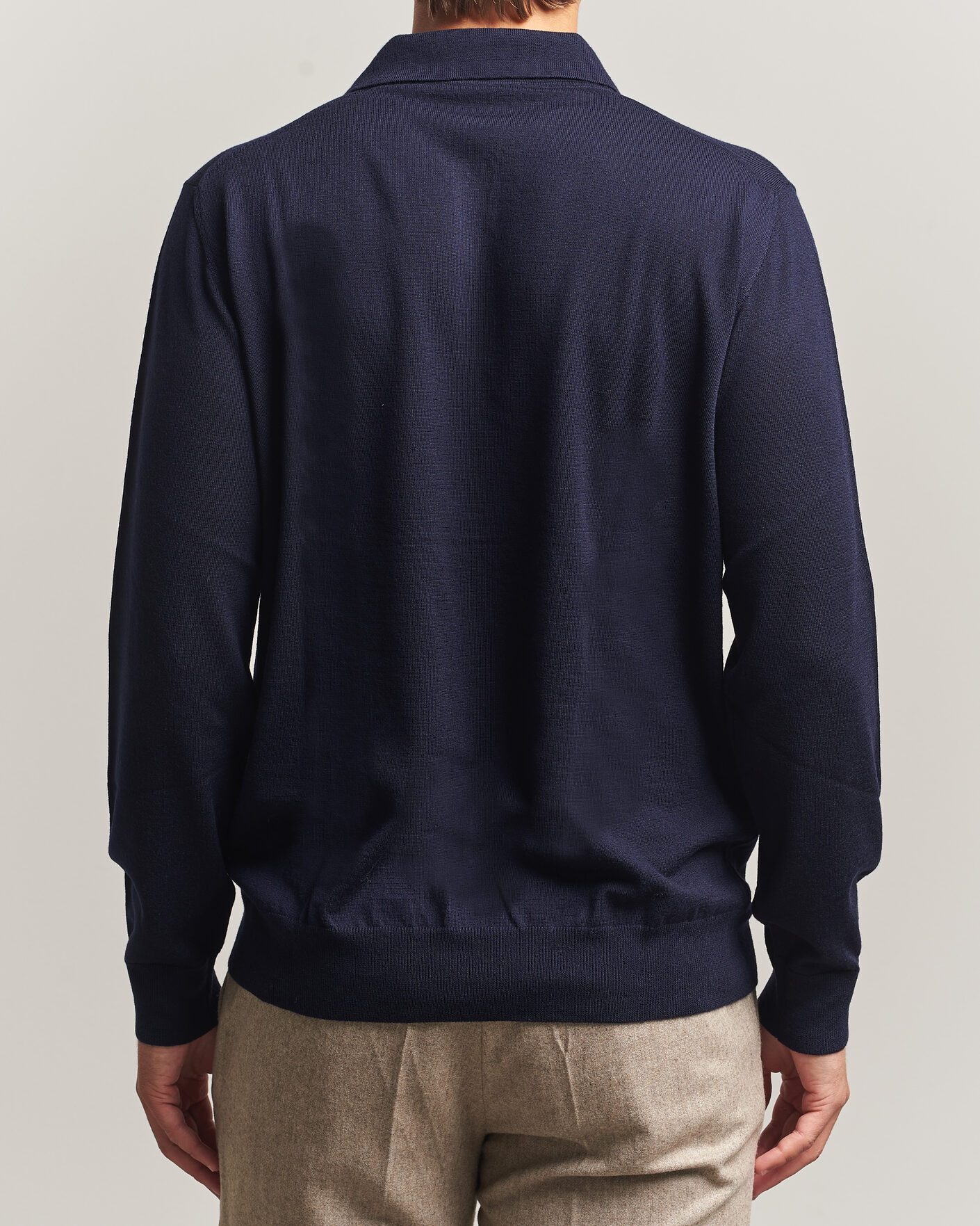 Heren | Truien | Eton | Merino Wool Knitted Polo Navy Blue