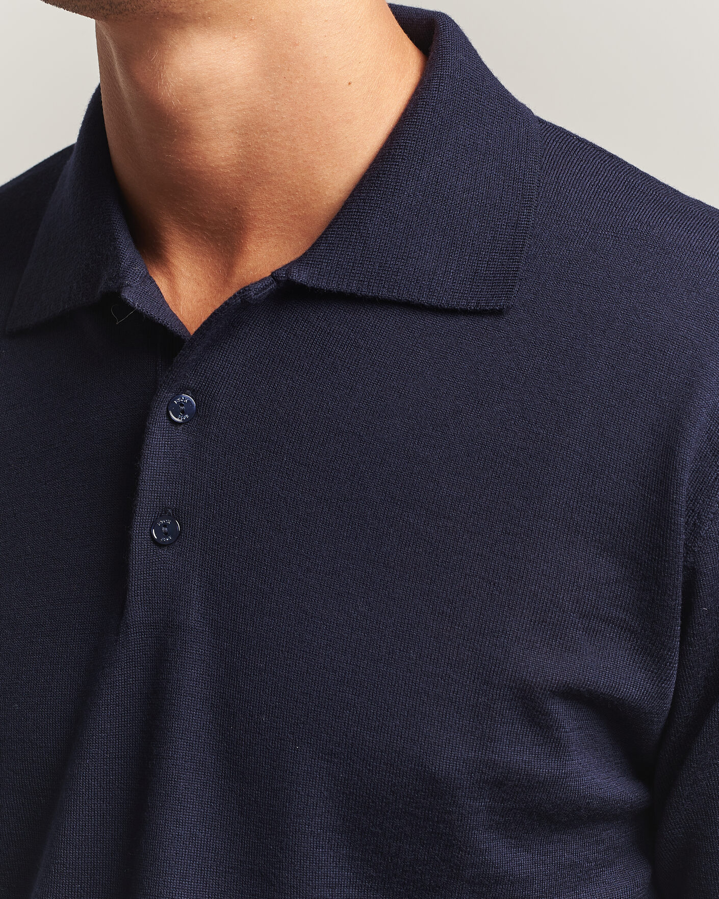 Heren | Truien | Eton | Merino Wool Knitted Polo Navy Blue