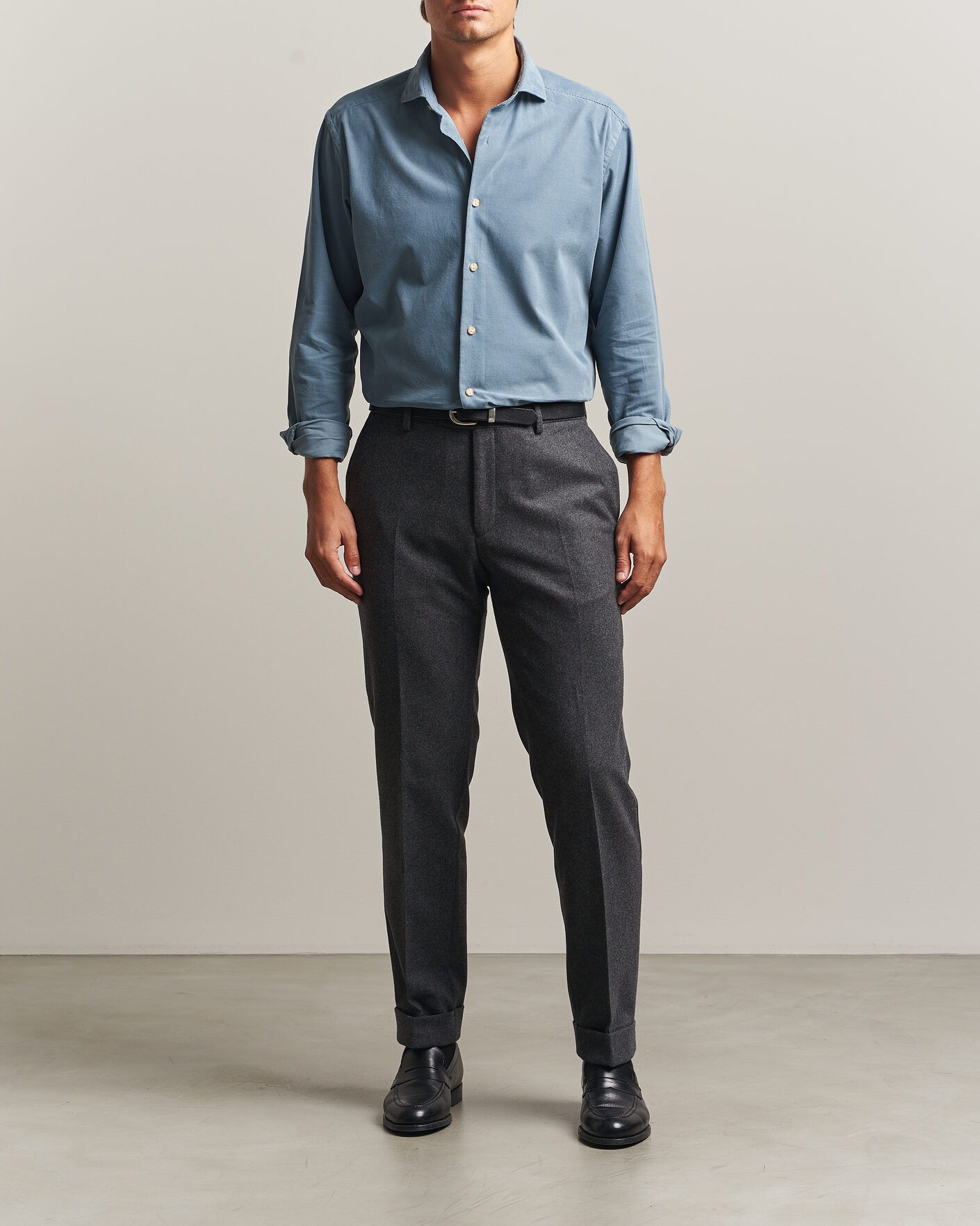 Heren | Overhemden | Eton | Casual Fit Corduroy Shirt Blue
