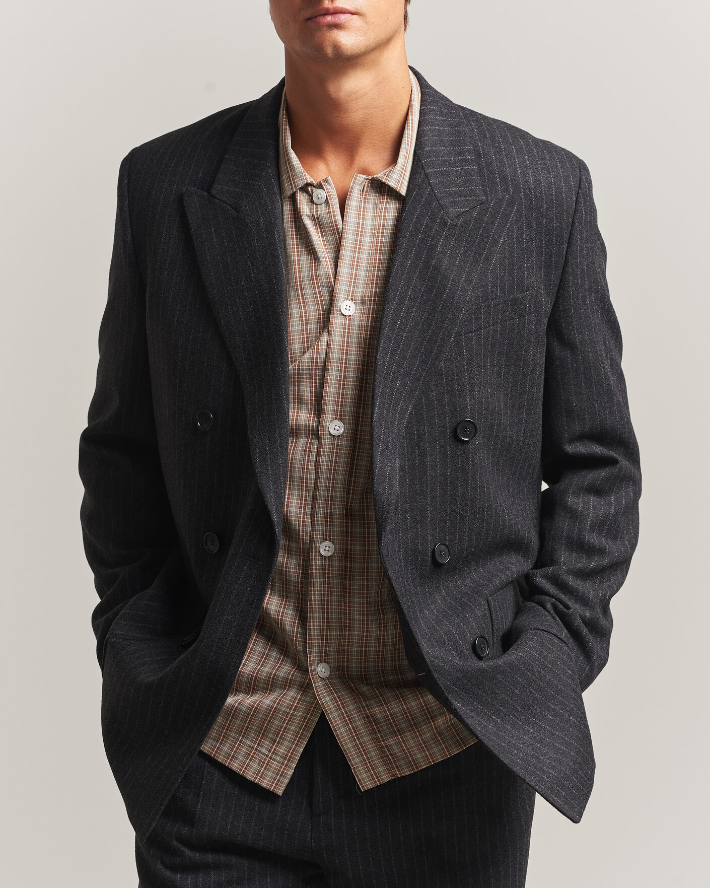 Homme | Blazers | Filippa K | Michael Wool Flannel Pinstriped Blazer Anthracite