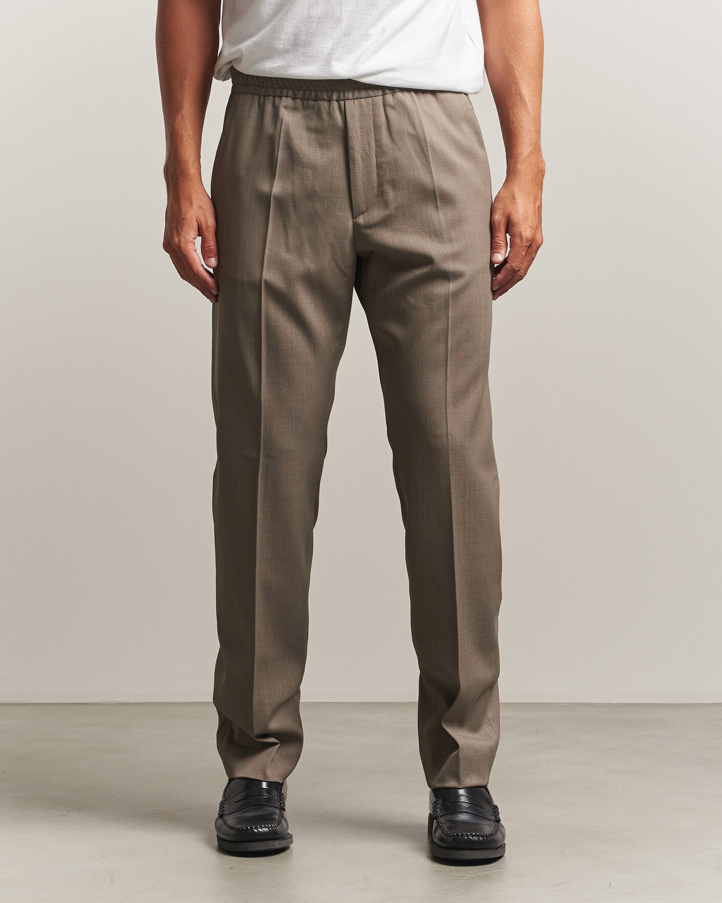 Homme | Pantalons | Filippa K | Theo Relaxed Wool Trousers Stone Taupe