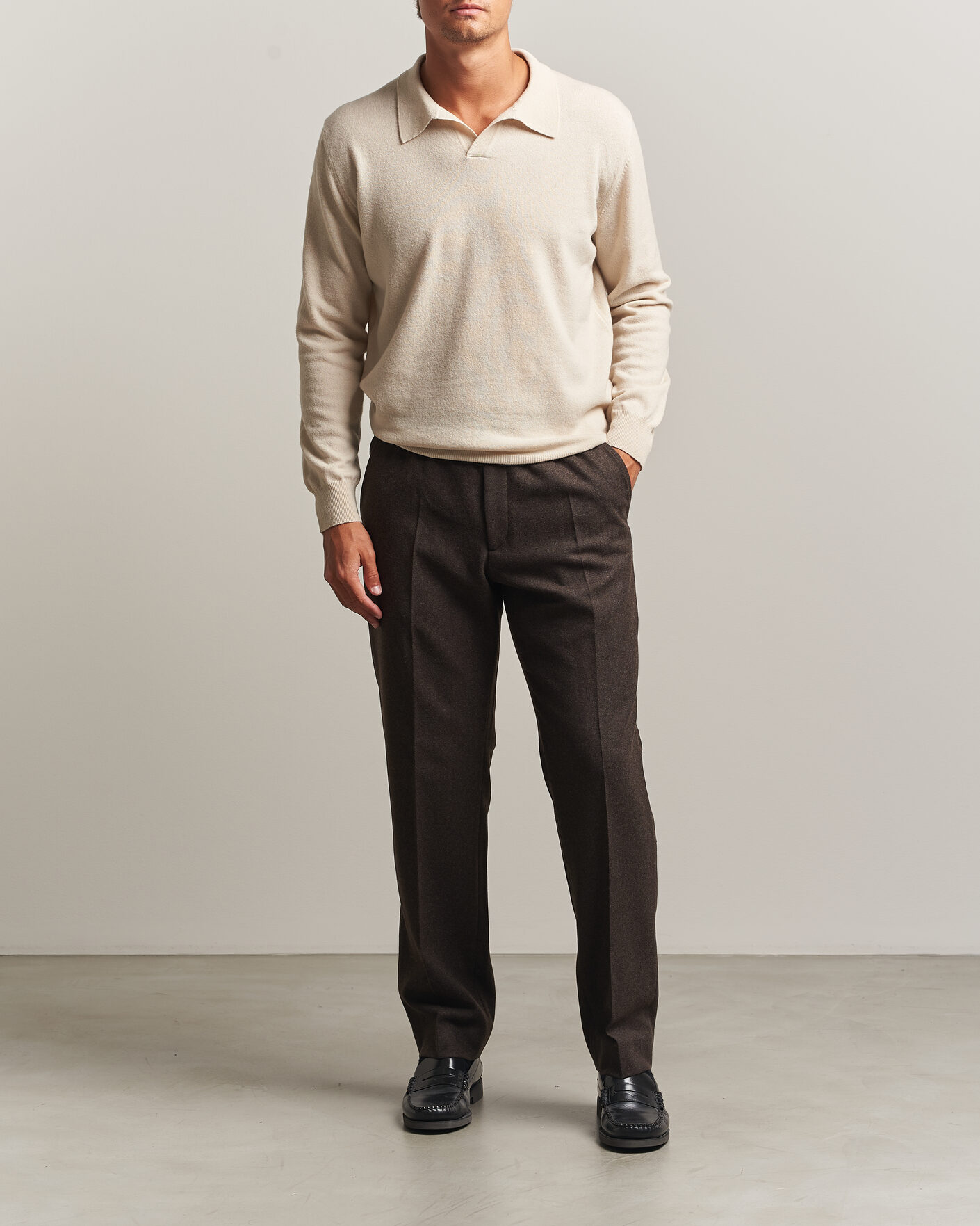 Homme | Pantalons | Filippa K | Theo Relaxed Flannel Trousers Walnut Brown
