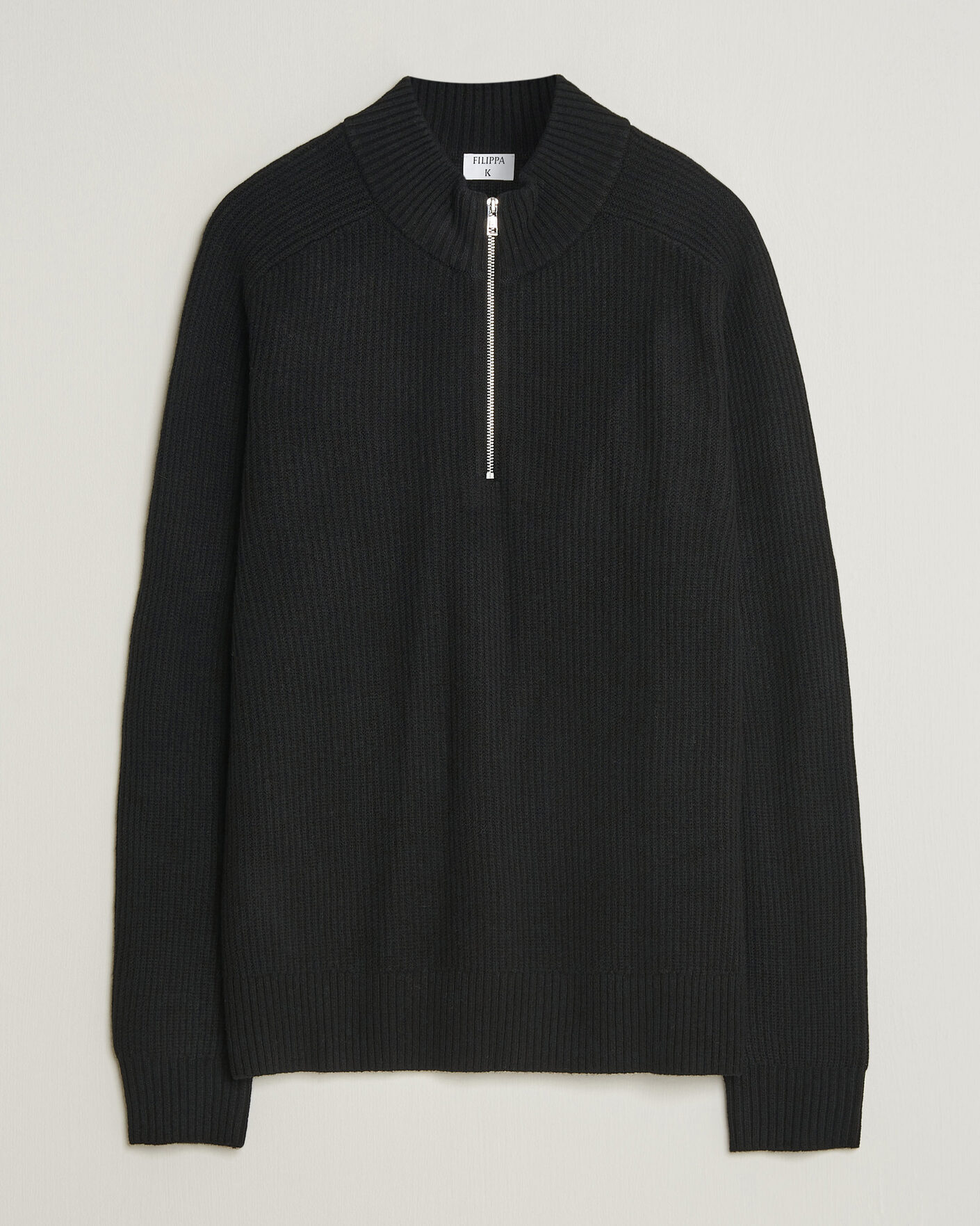 Homme | Pulls Et Tricots | Filippa K | Ribbed Wool Knitted Half Zip Black