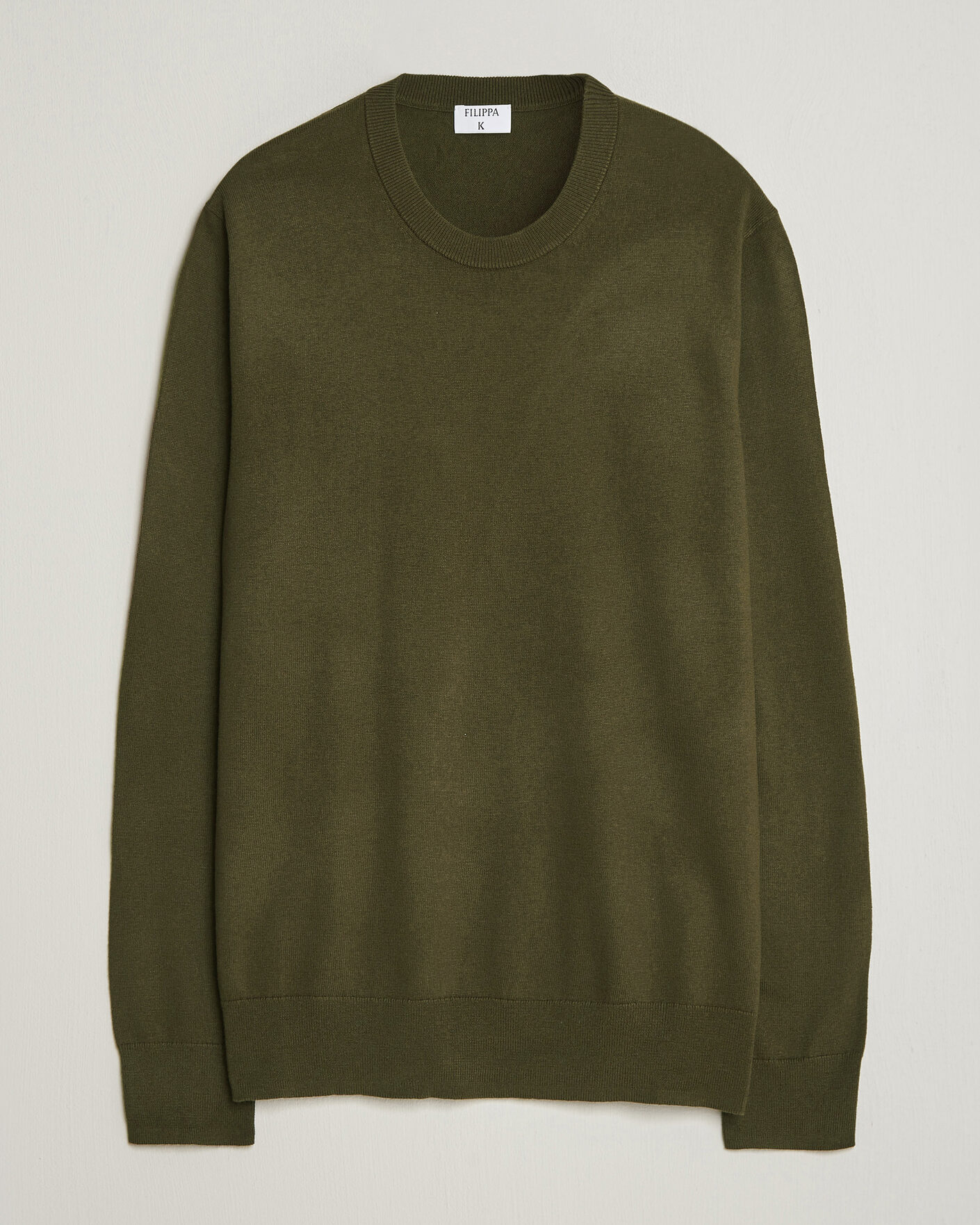 Heren | Truien | Filippa K | Cotton Merino Knitted Sweater Dark Moss Green