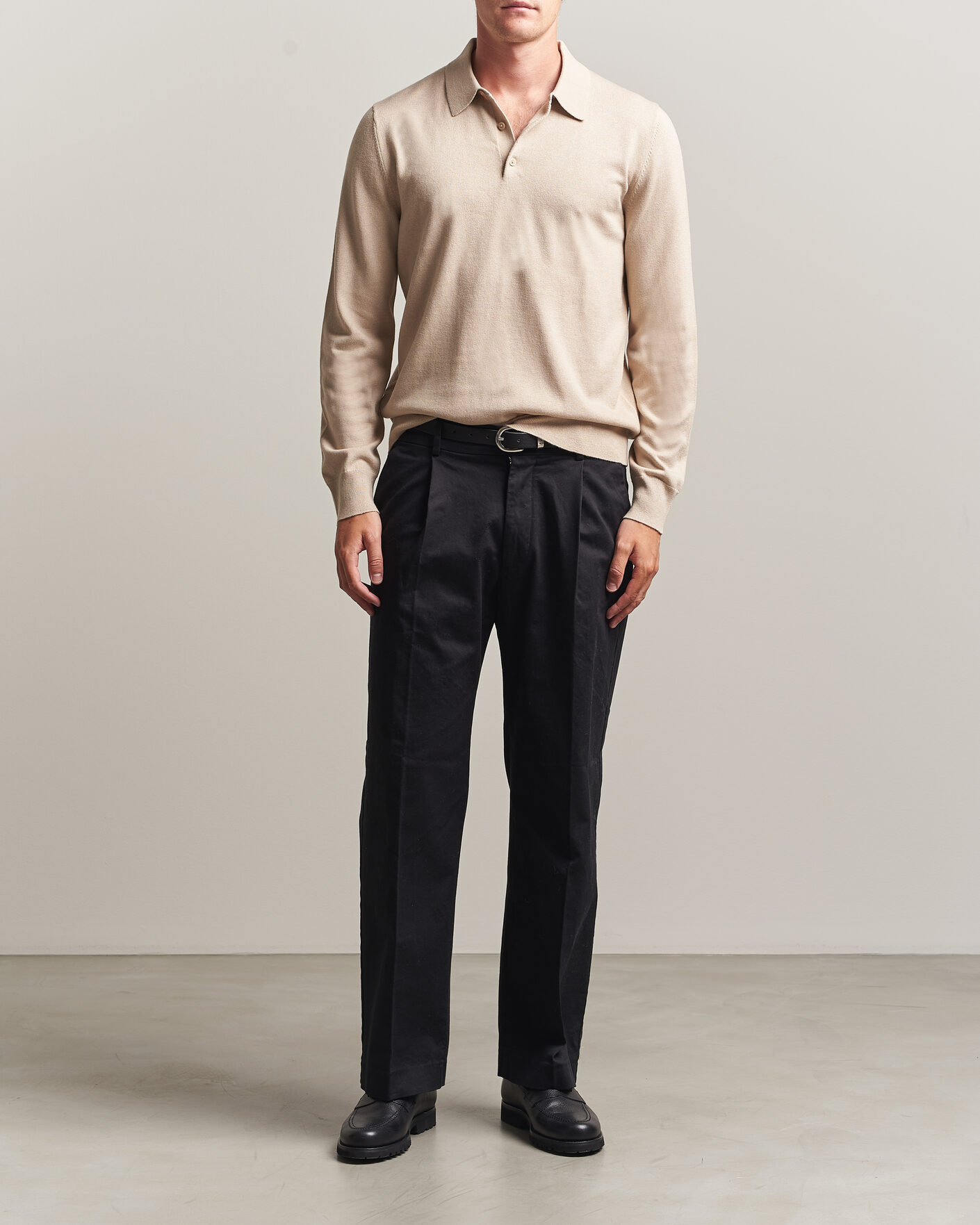 Homme | Pulls Et Tricots | Filippa K | Knitted Polo Shirt Pearl Beige