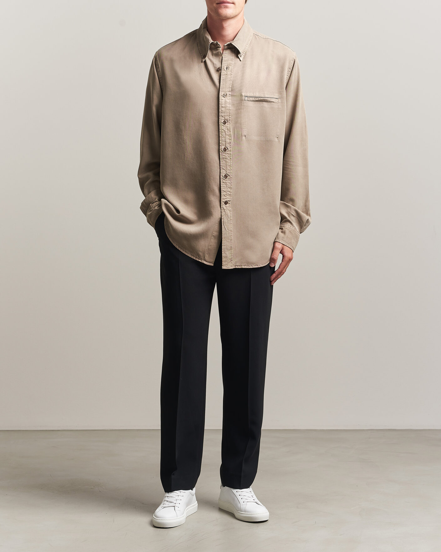 Homme | Chemises | Filippa K | Zack Lyocell Shirt Stone Taupe